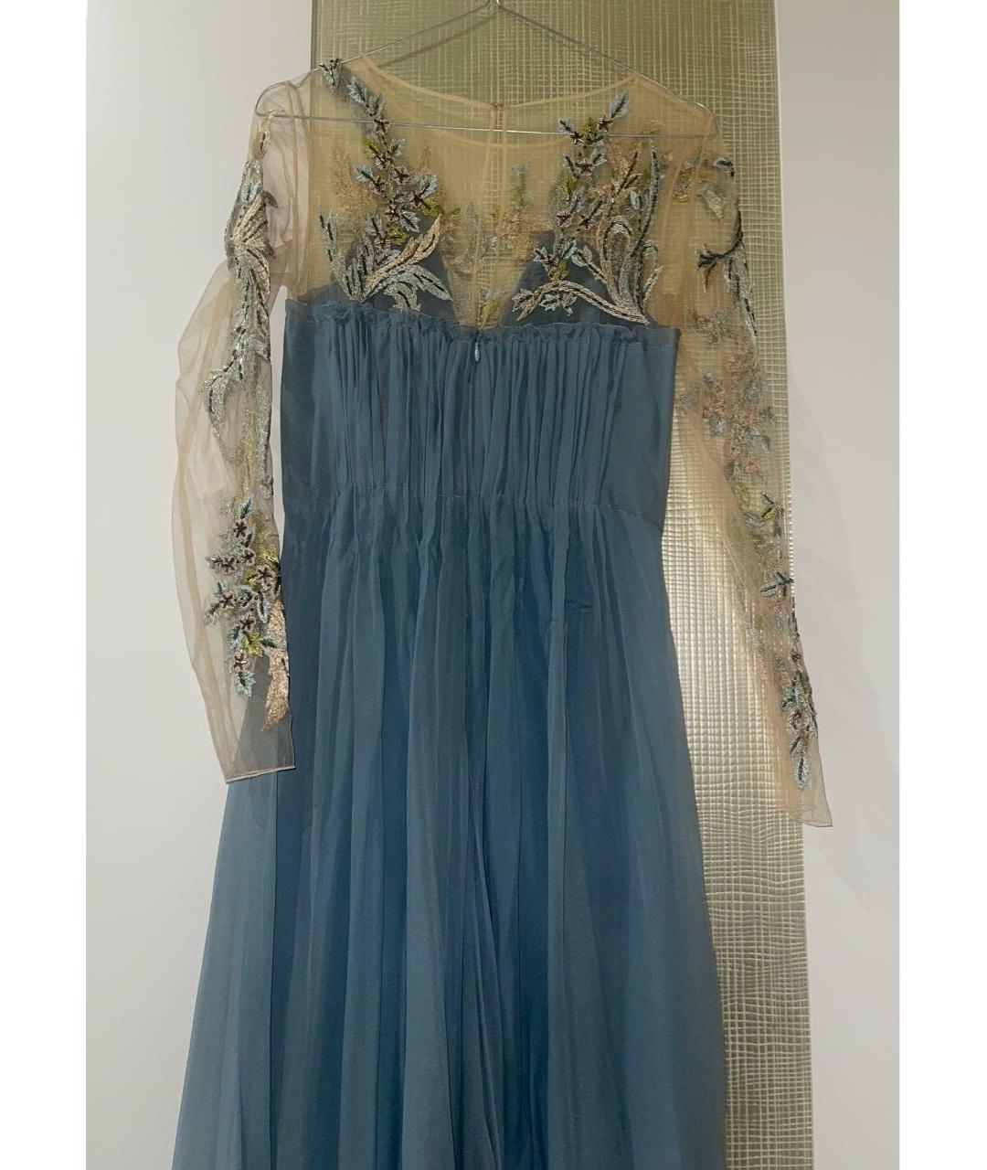 ALBERTA FERRETTI Голубое шелковое вечернее платье, фото 2