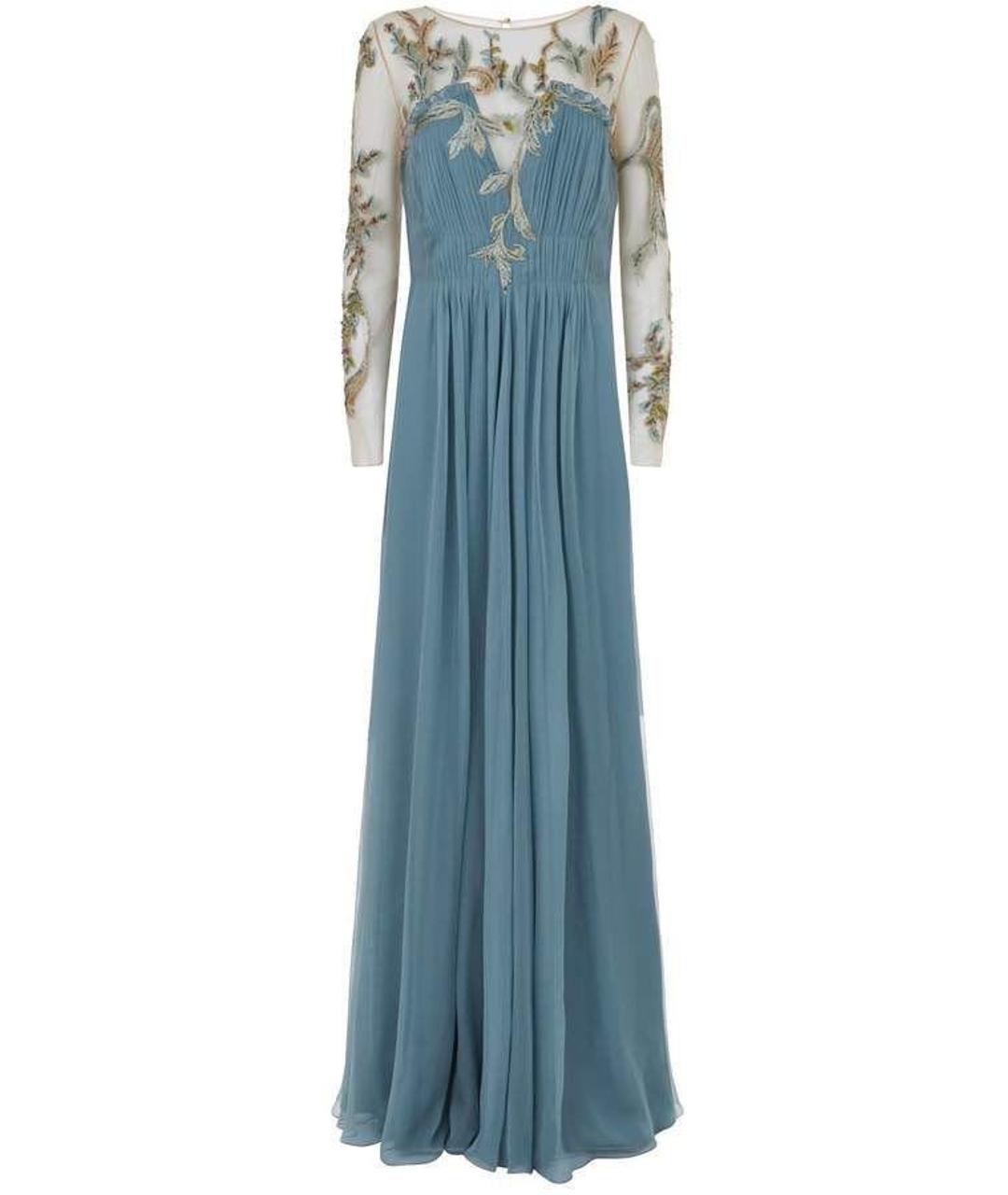 ALBERTA FERRETTI Голубое шелковое вечернее платье, фото 1