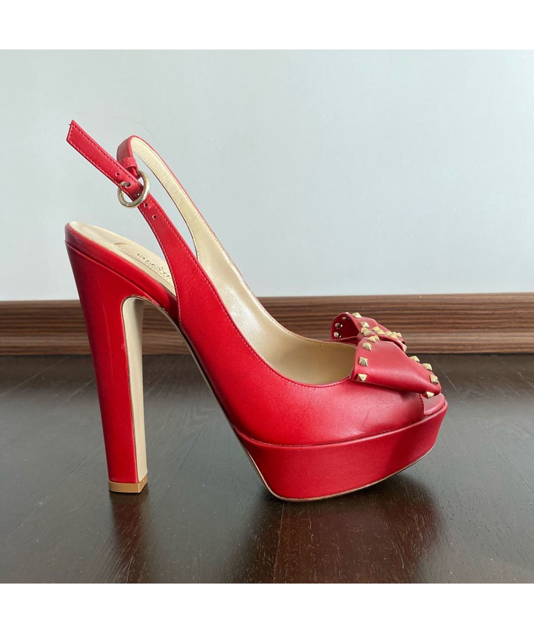 VALENTINO Красные кожаные туфли, фото 9