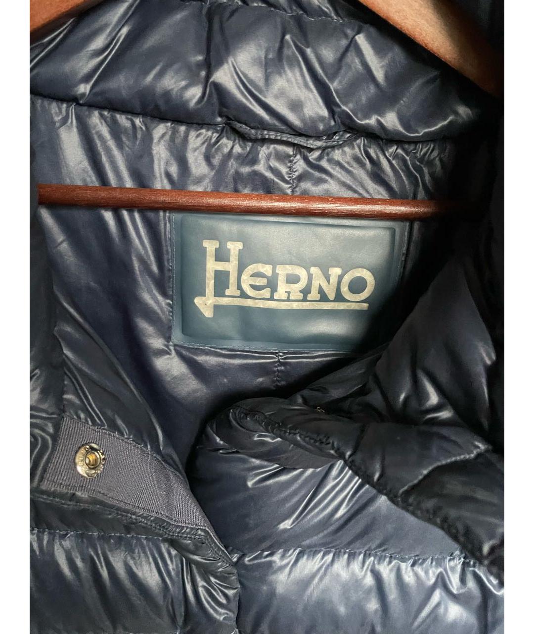 HERNO Темно-синий полиэстеровый пуховик, фото 4