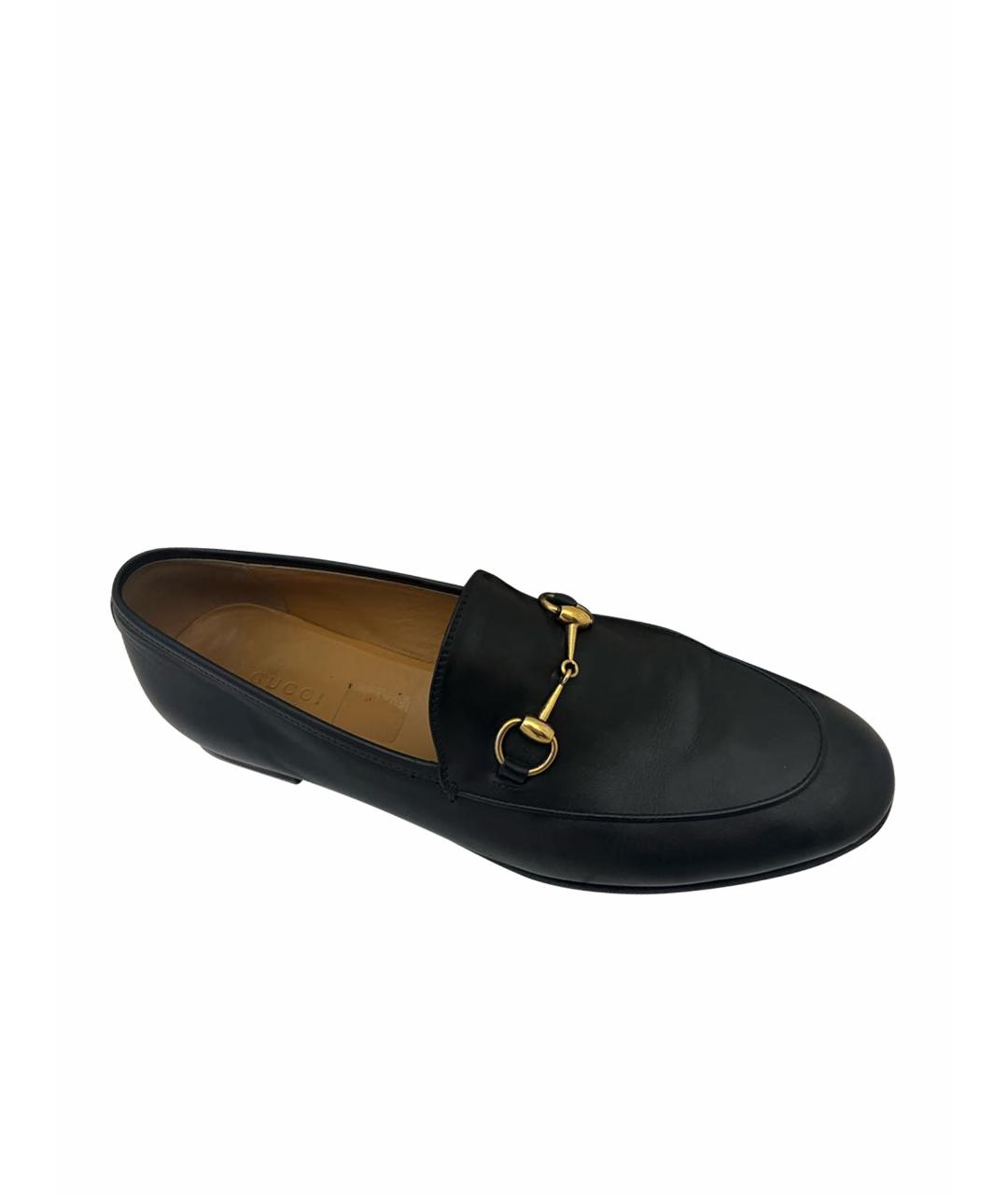 GUCCI Черные кожаные лоферы, фото 1