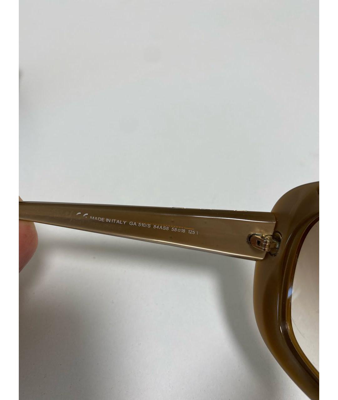 GIORGIO ARMANI Бежевые пластиковые солнцезащитные очки, фото 5