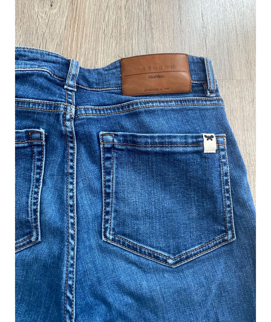 WEEKEND MAX MARA Синие хлопко-эластановые джинсы слим, фото 4