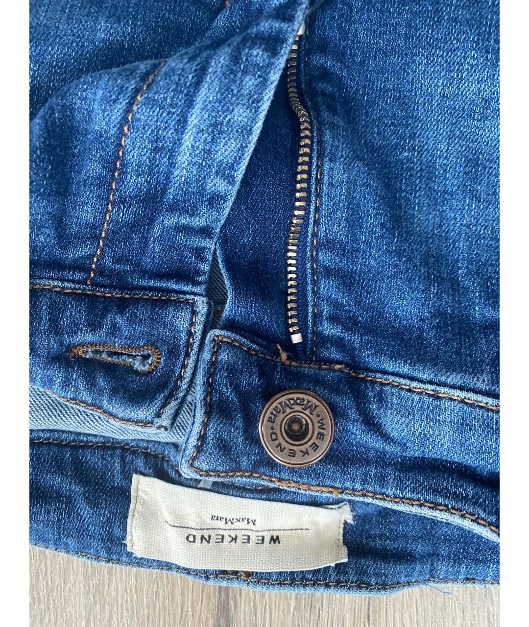 WEEKEND MAX MARA Синие хлопко-эластановые джинсы слим, фото 5