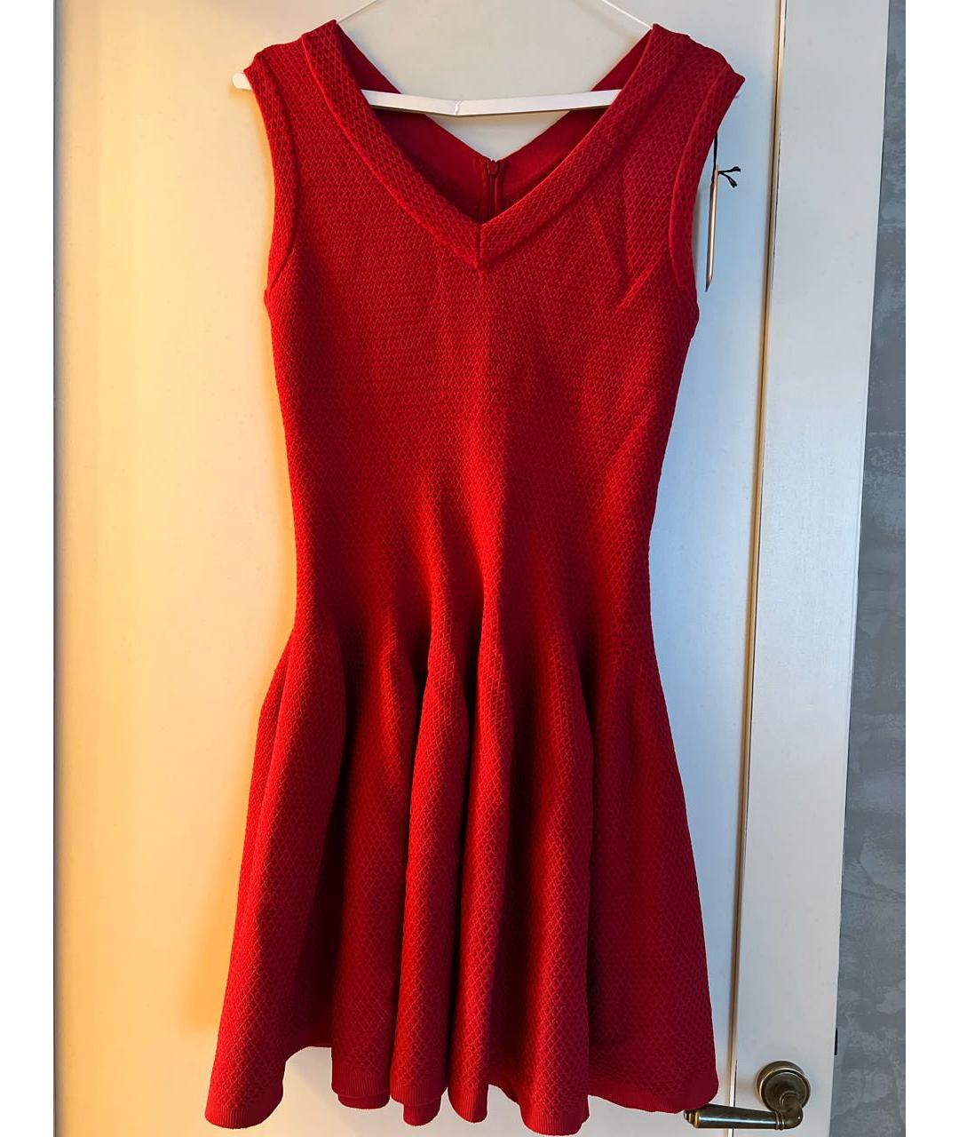 ALAIA Красное вискозное коктейльное платье, фото 8