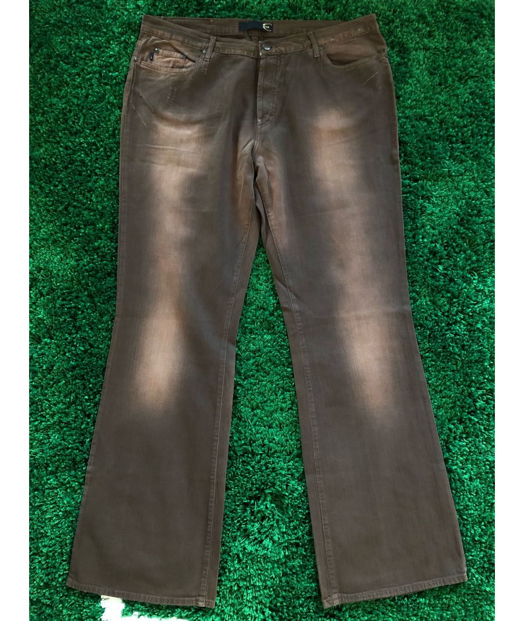 JUST CAVALLI Коричневые хлопковые прямые джинсы, фото 9