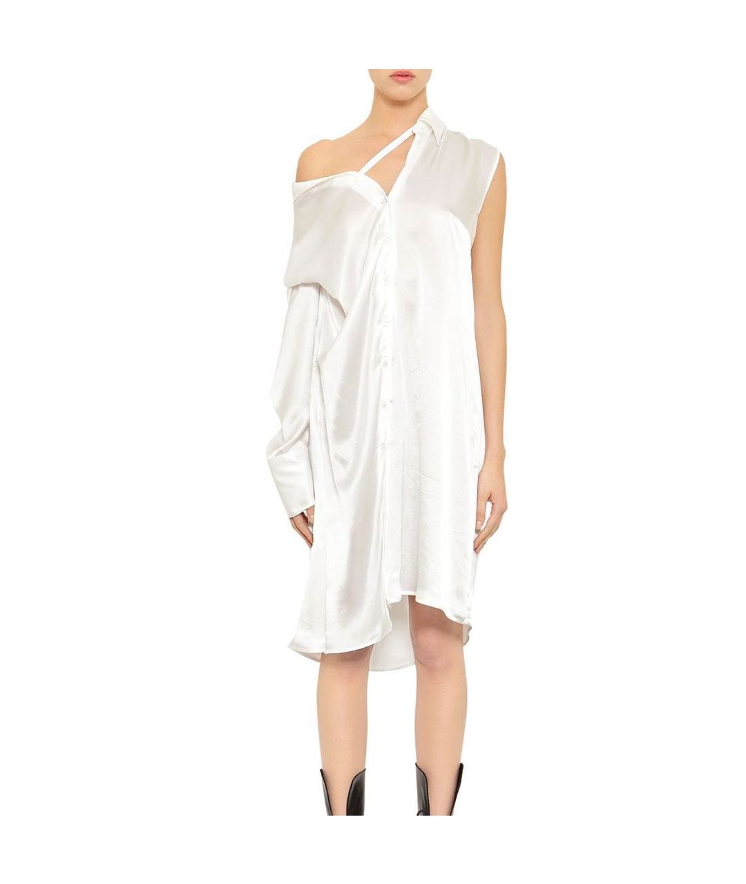 ANN DEMEULEMEESTER Белое шелковое платье, фото 2