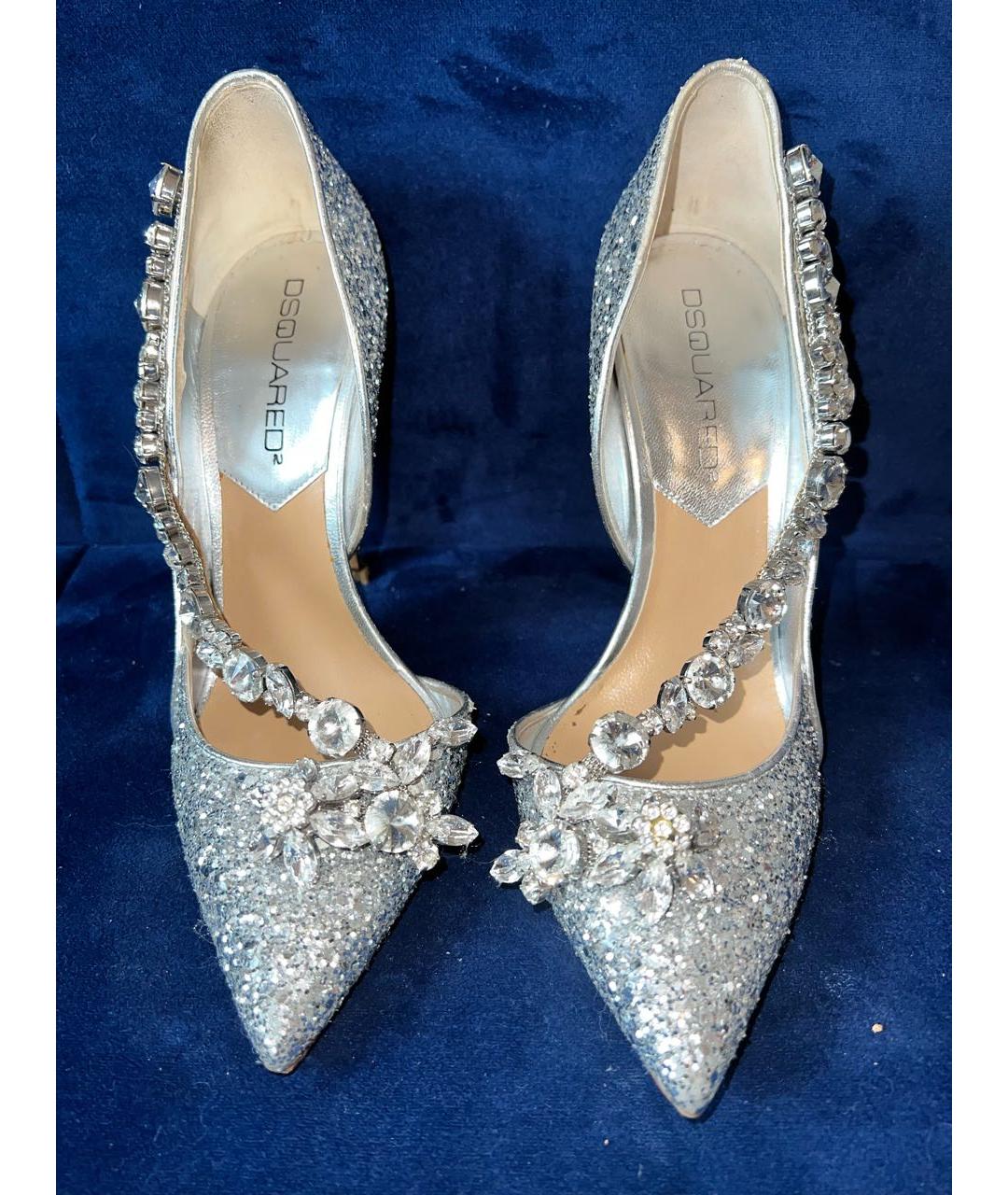 DSQUARED2 Серебряные свадебные туфли на высоком каблуке, фото 3