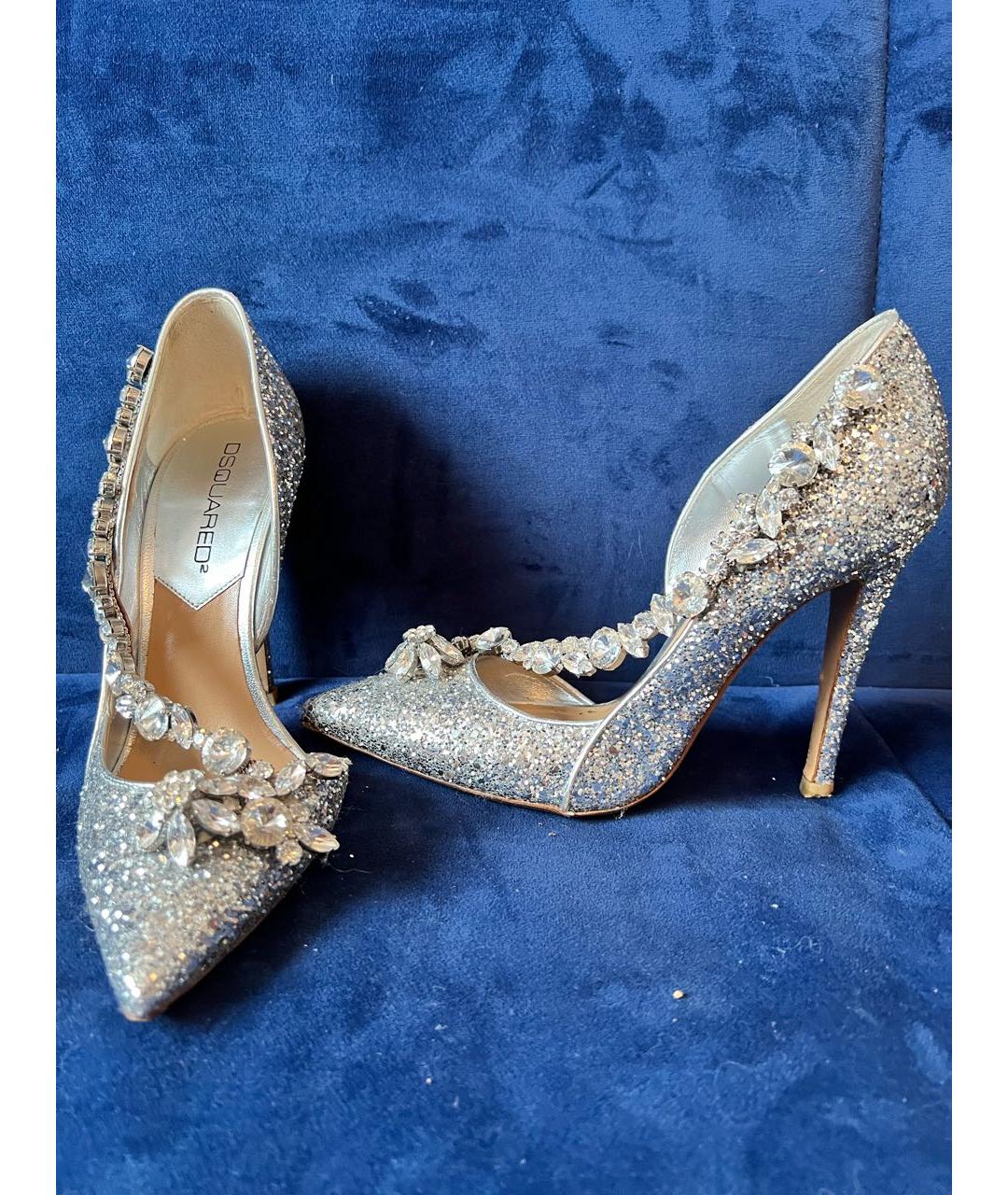 DSQUARED2 Серебряные свадебные туфли на высоком каблуке, фото 4