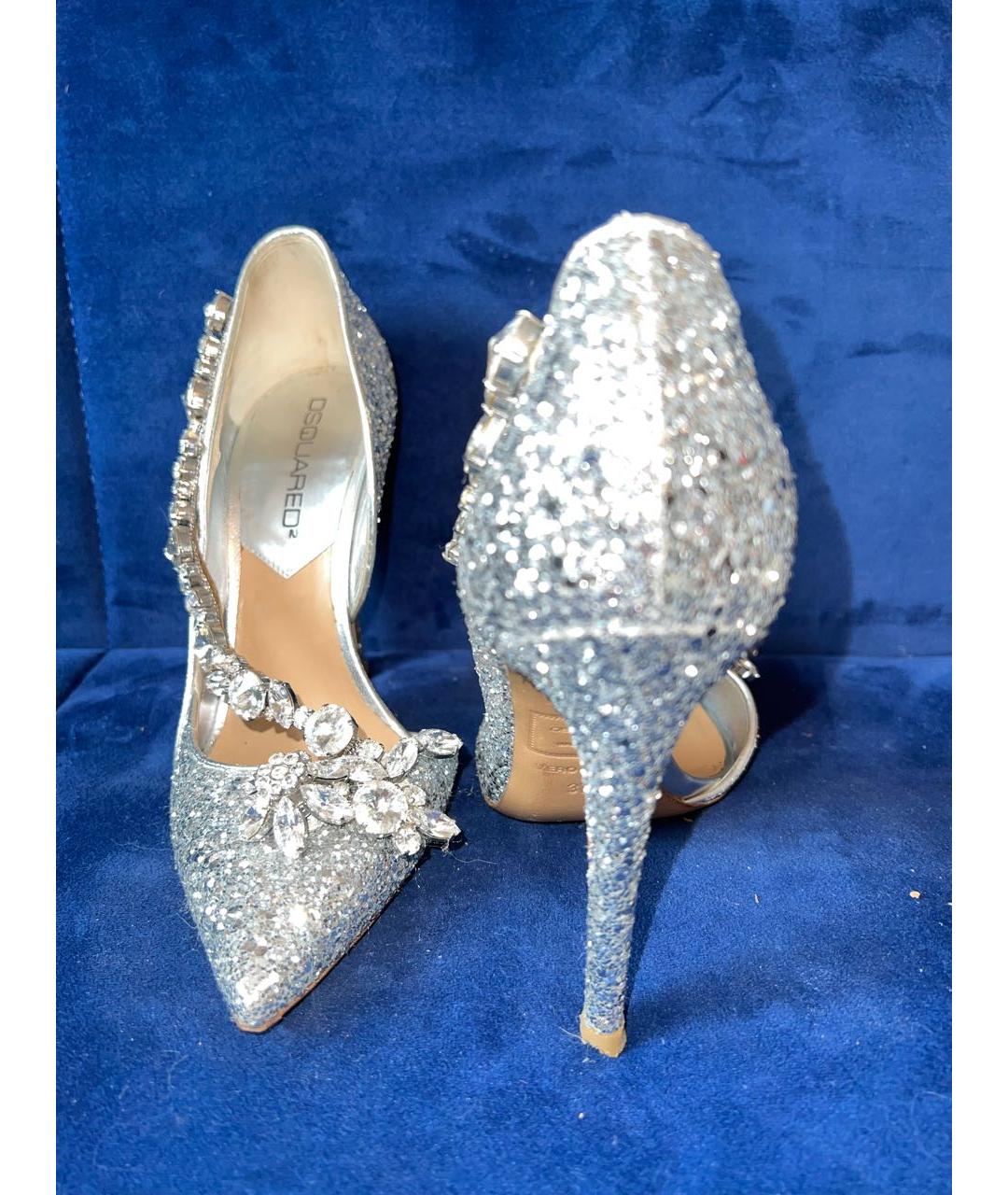 DSQUARED2 Серебряные свадебные туфли на высоком каблуке, фото 2