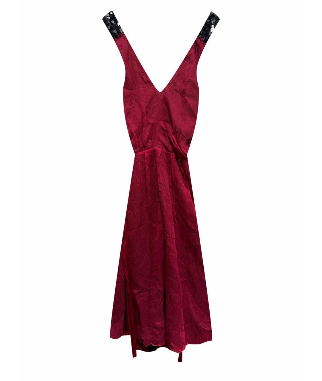 COSTUME NATIONAL Бордовое шелковое коктейльное платье, фото 1