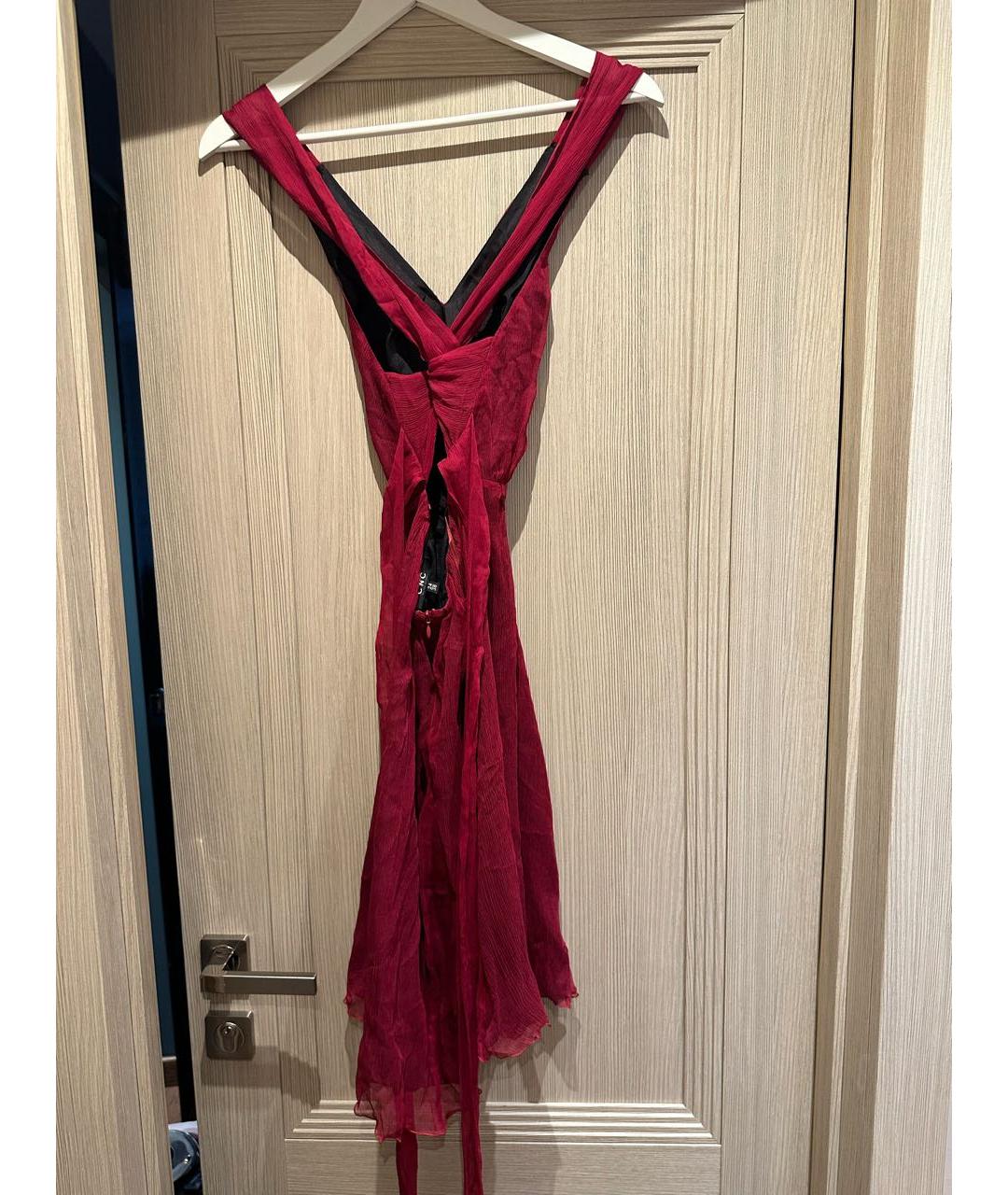 COSTUME NATIONAL Бордовое шелковое коктейльное платье, фото 2