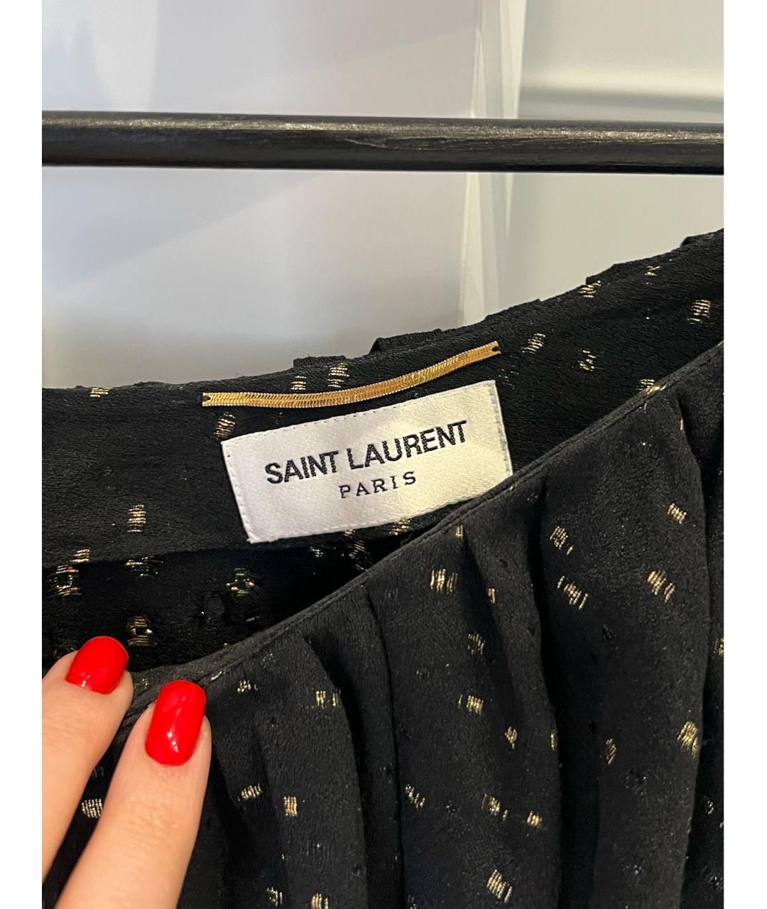 SAINT LAURENT Черное шелковое коктейльное платье, фото 2