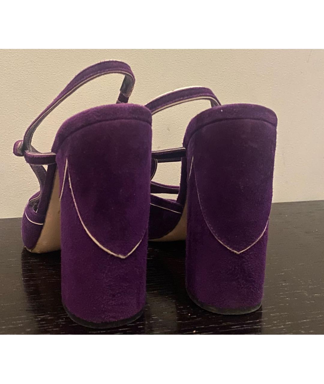 MIU MIU Фиолетовые замшевые босоножки, фото 4