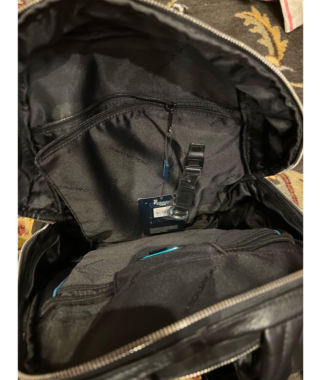 PIQUADRO Черный кожаный рюкзак, фото 3