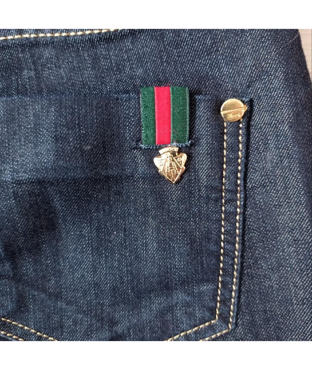 GUCCI Синие хлопковые джинсы слим, фото 7