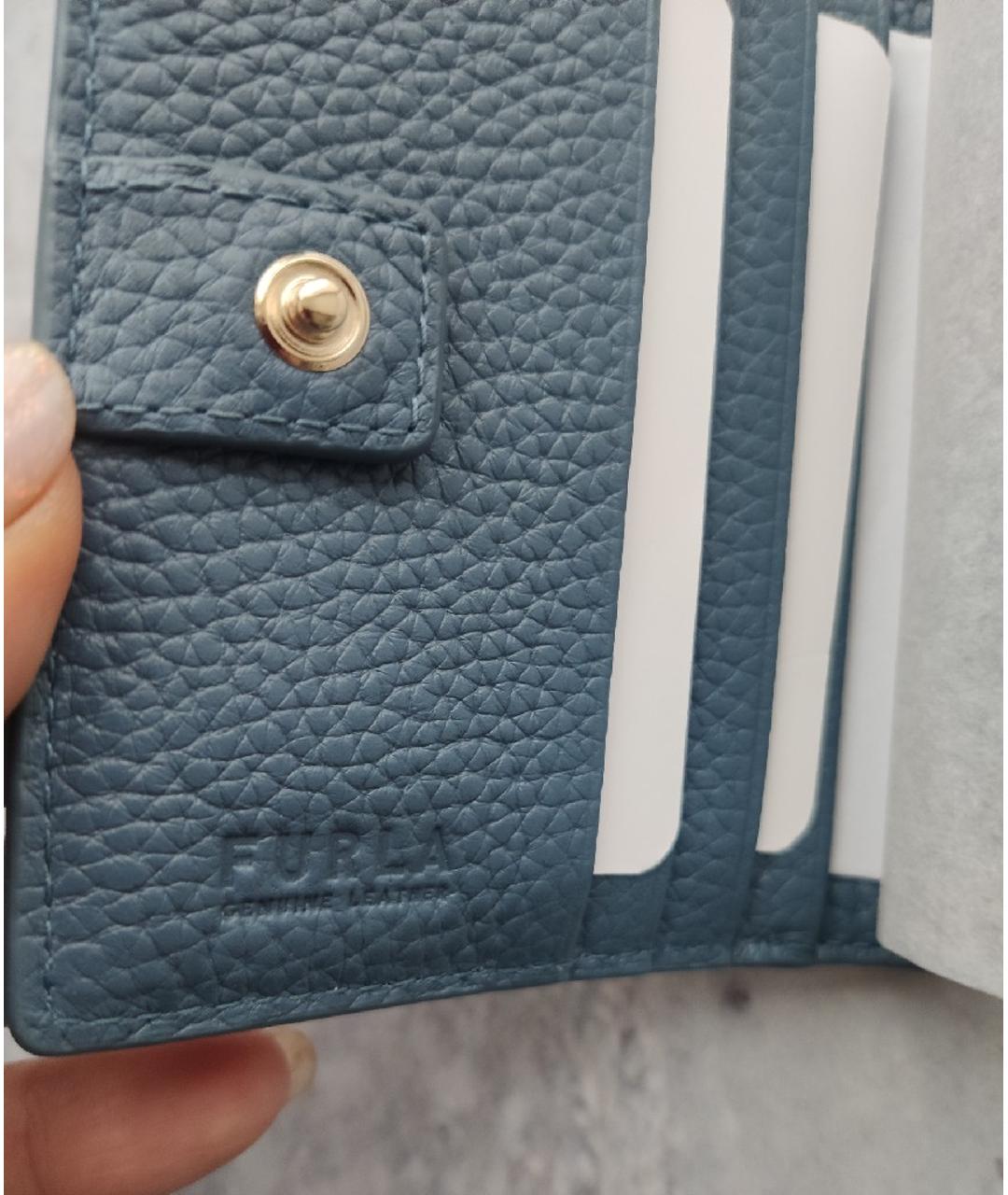 FURLA Голубой кожаный кошелек, фото 5