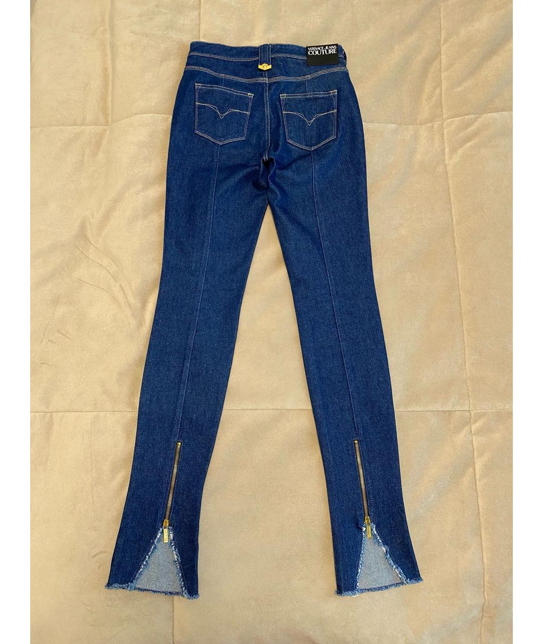VERSACE JEANS COUTURE Темно-синие хлопко-эластановые прямые джинсы, фото 2