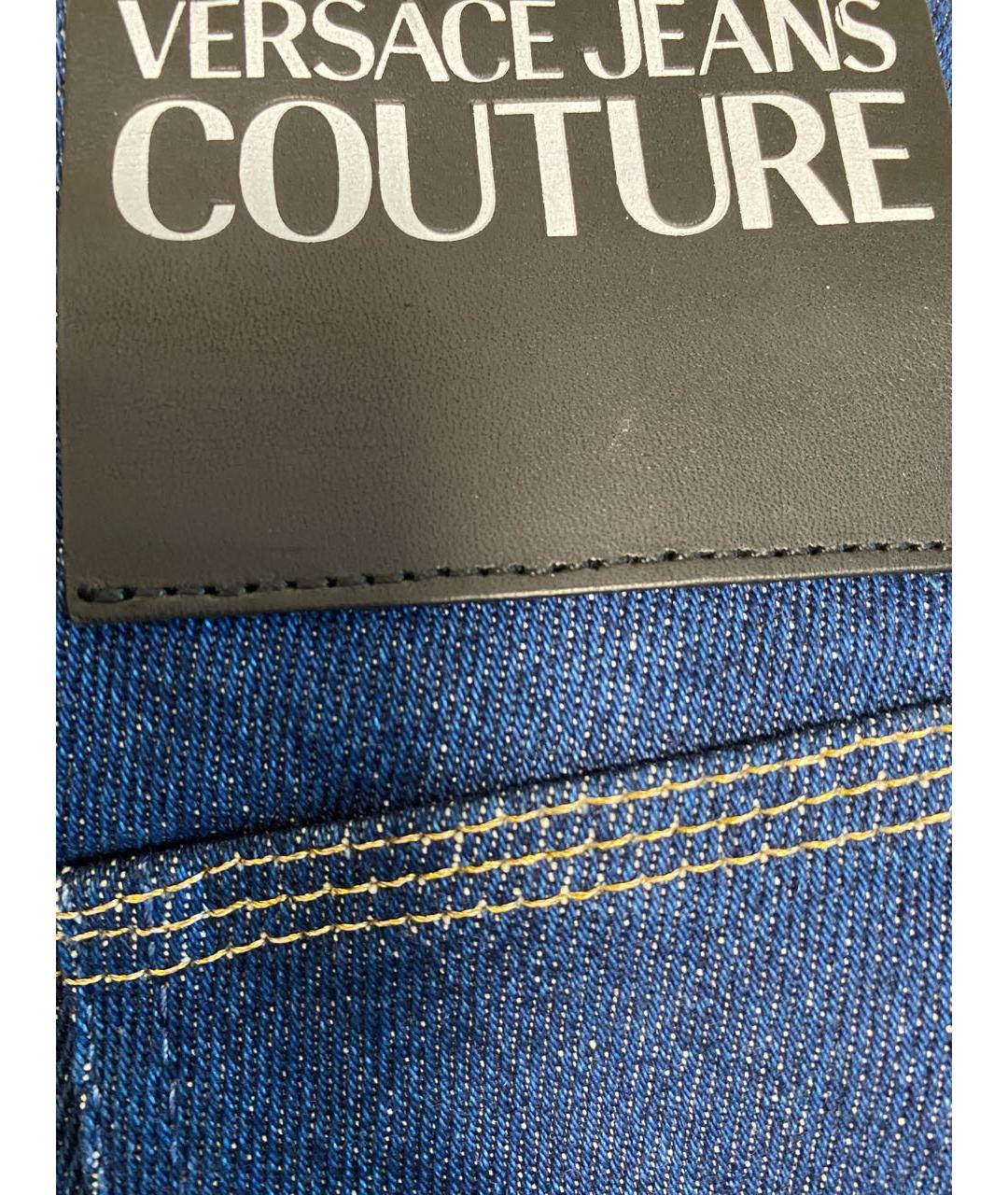 VERSACE JEANS COUTURE Темно-синие хлопко-эластановые прямые джинсы, фото 7