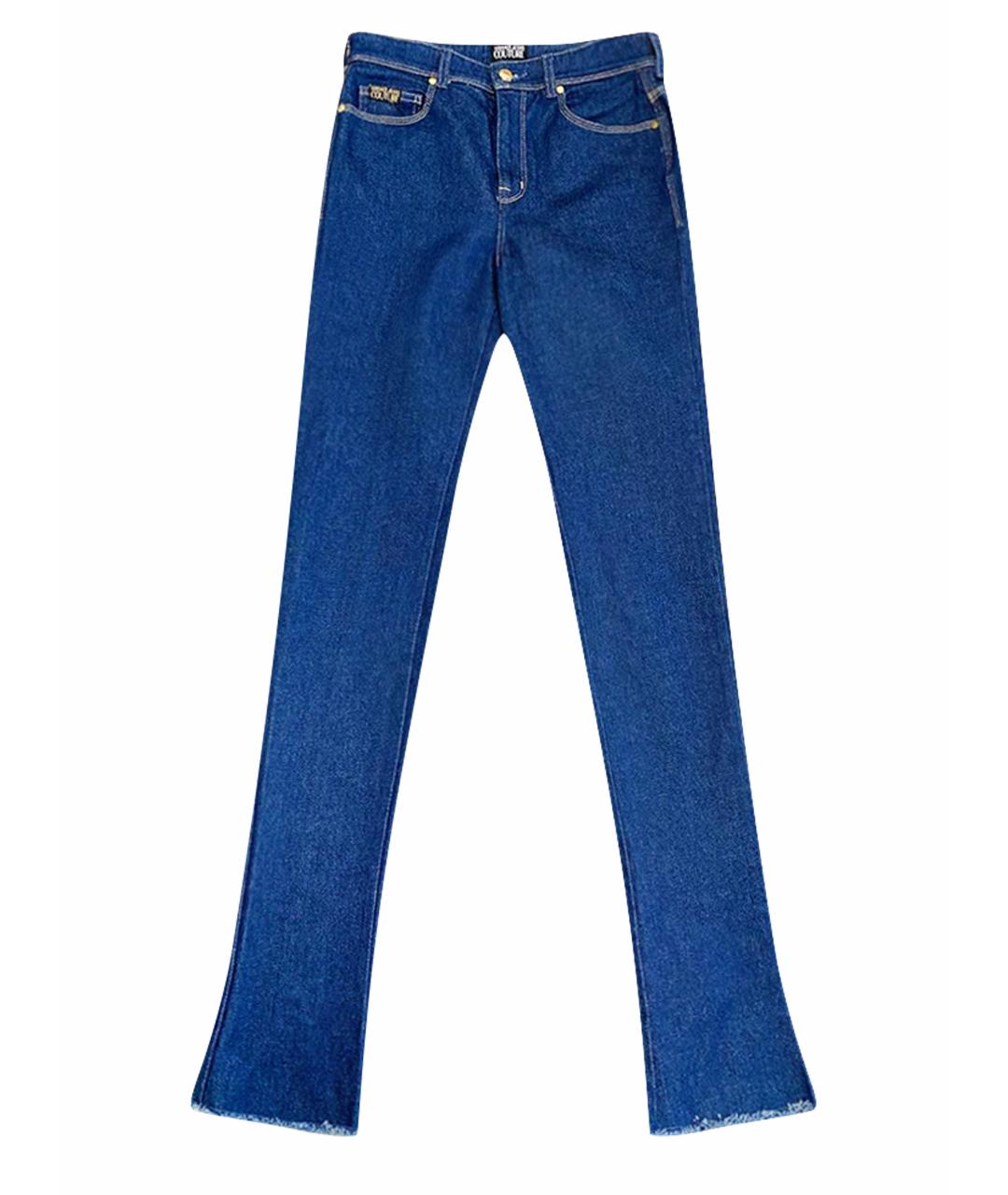 VERSACE JEANS COUTURE Темно-синие хлопко-эластановые прямые джинсы, фото 1