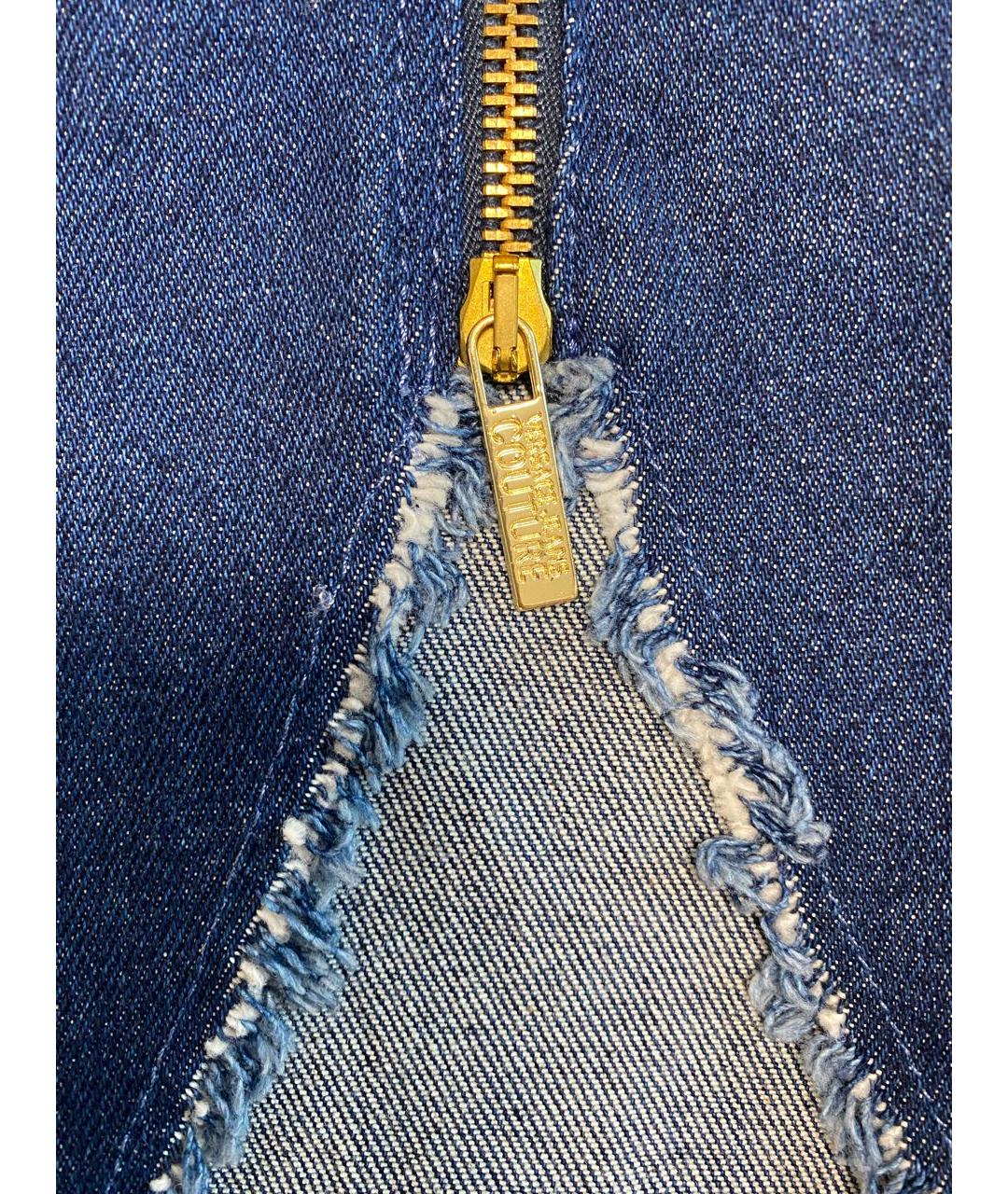 VERSACE JEANS COUTURE Темно-синие хлопко-эластановые прямые джинсы, фото 5