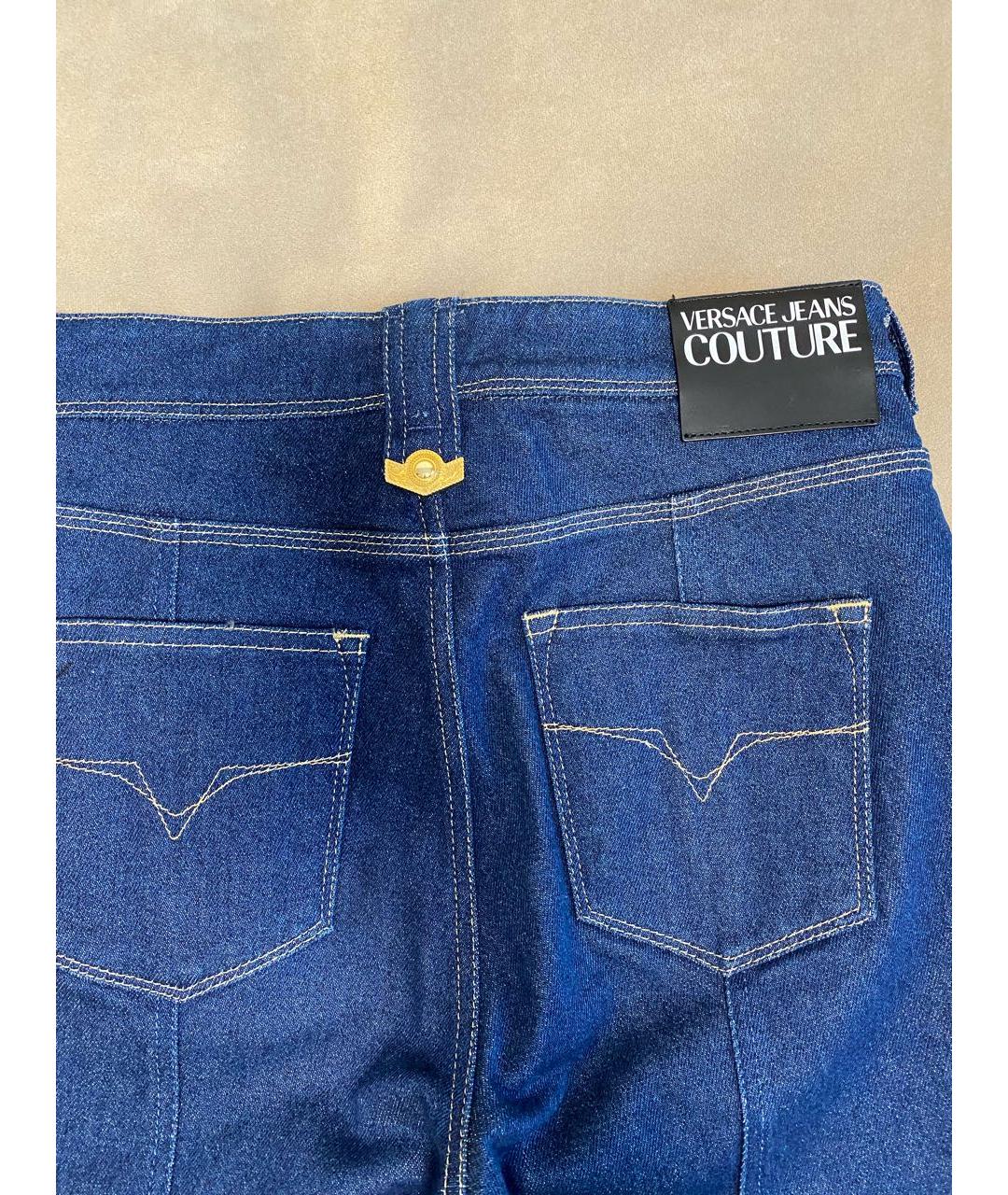VERSACE JEANS COUTURE Темно-синие хлопко-эластановые прямые джинсы, фото 4