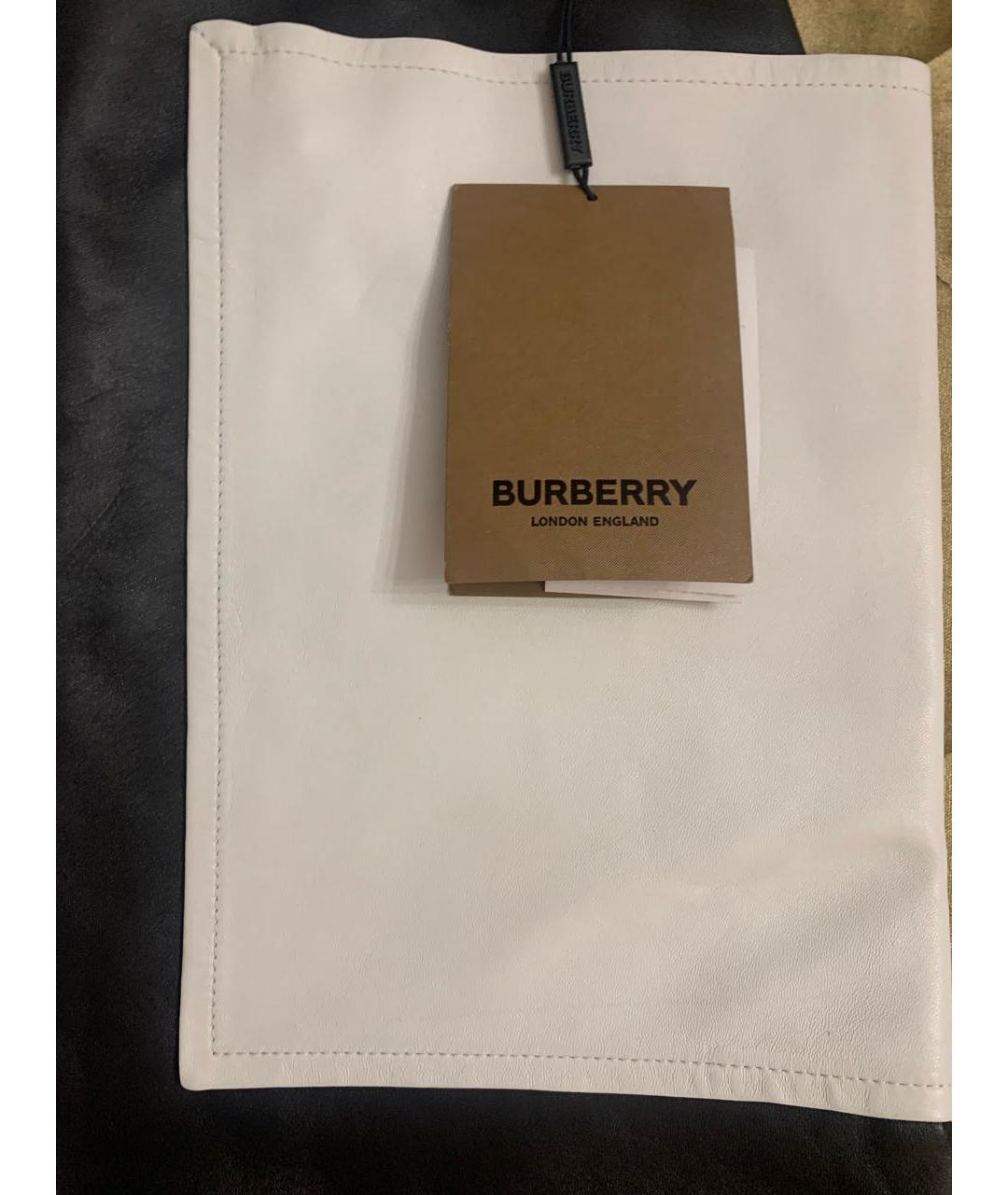 BURBERRY Черная кожаная юбка мини, фото 4