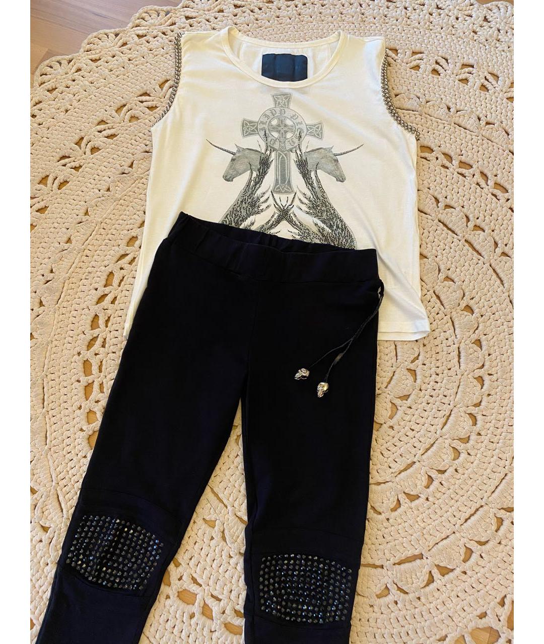 PHILIPP PLEIN Черные хлопковые леггинсы и велосипедки, фото 3