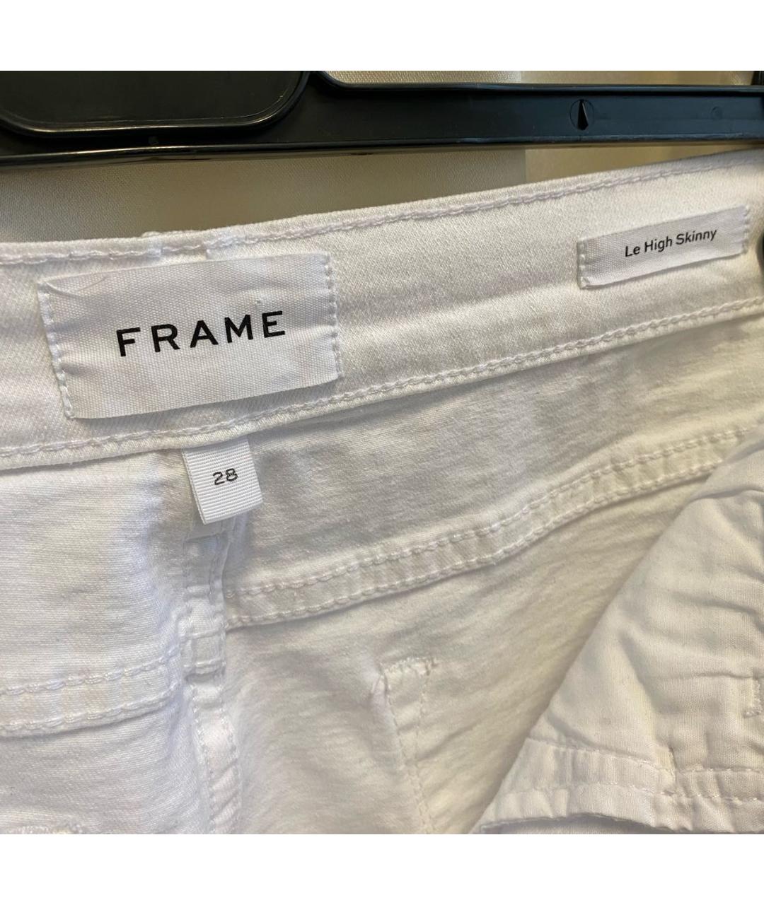 FRAME Белые хлопко-эластановые джинсы слим, фото 2