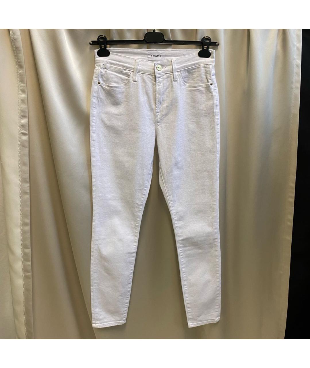 FRAME Белые хлопко-эластановые джинсы слим, фото 9