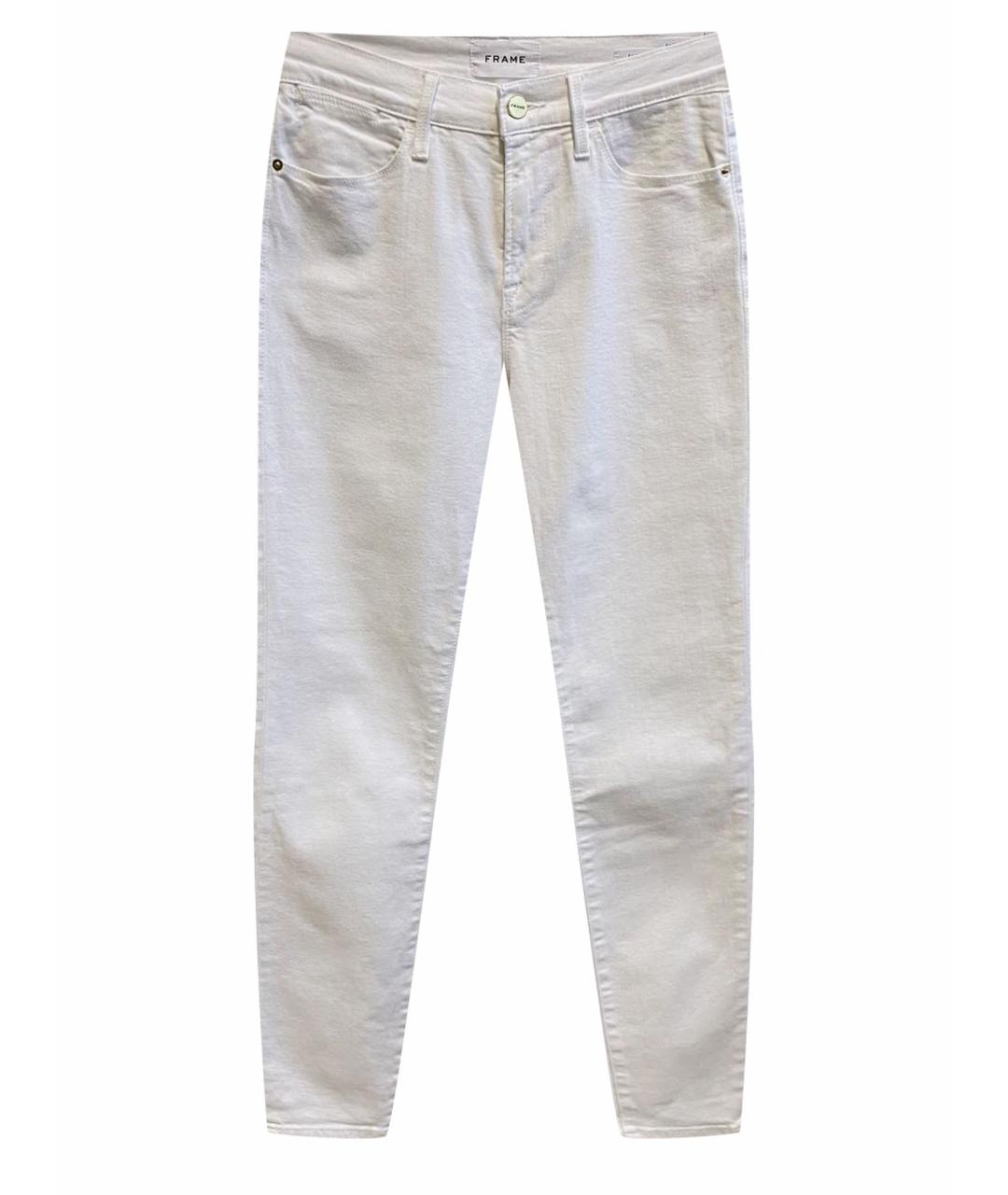 FRAME Белые хлопко-эластановые джинсы слим, фото 1