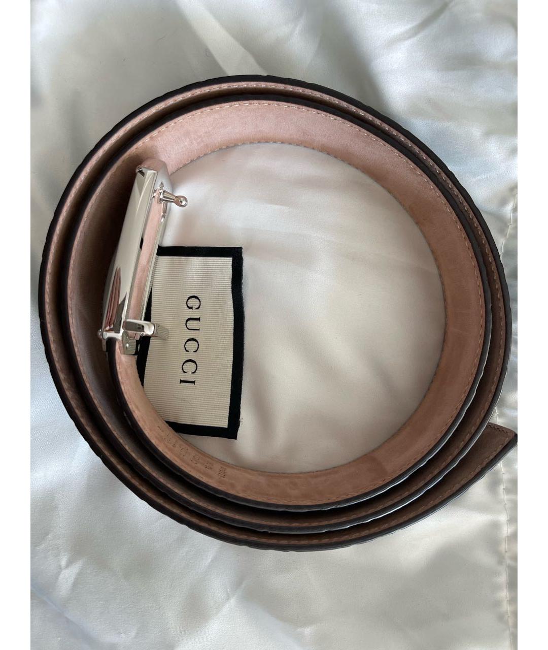 GUCCI Серый кожаный ремень, фото 4