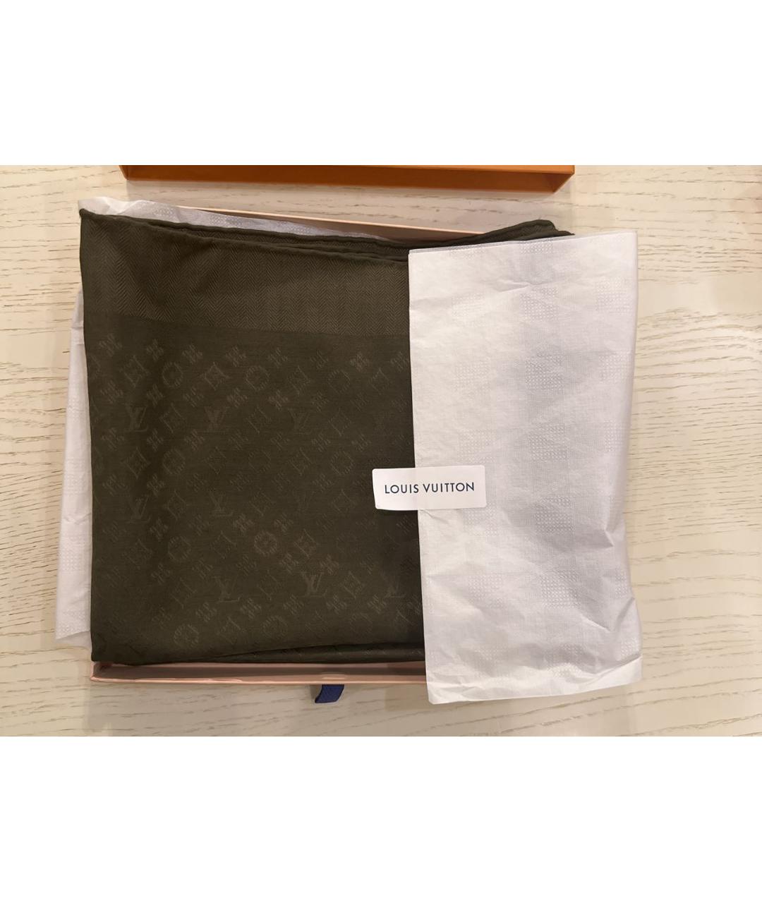 LOUIS VUITTON Хаки шарф, фото 5