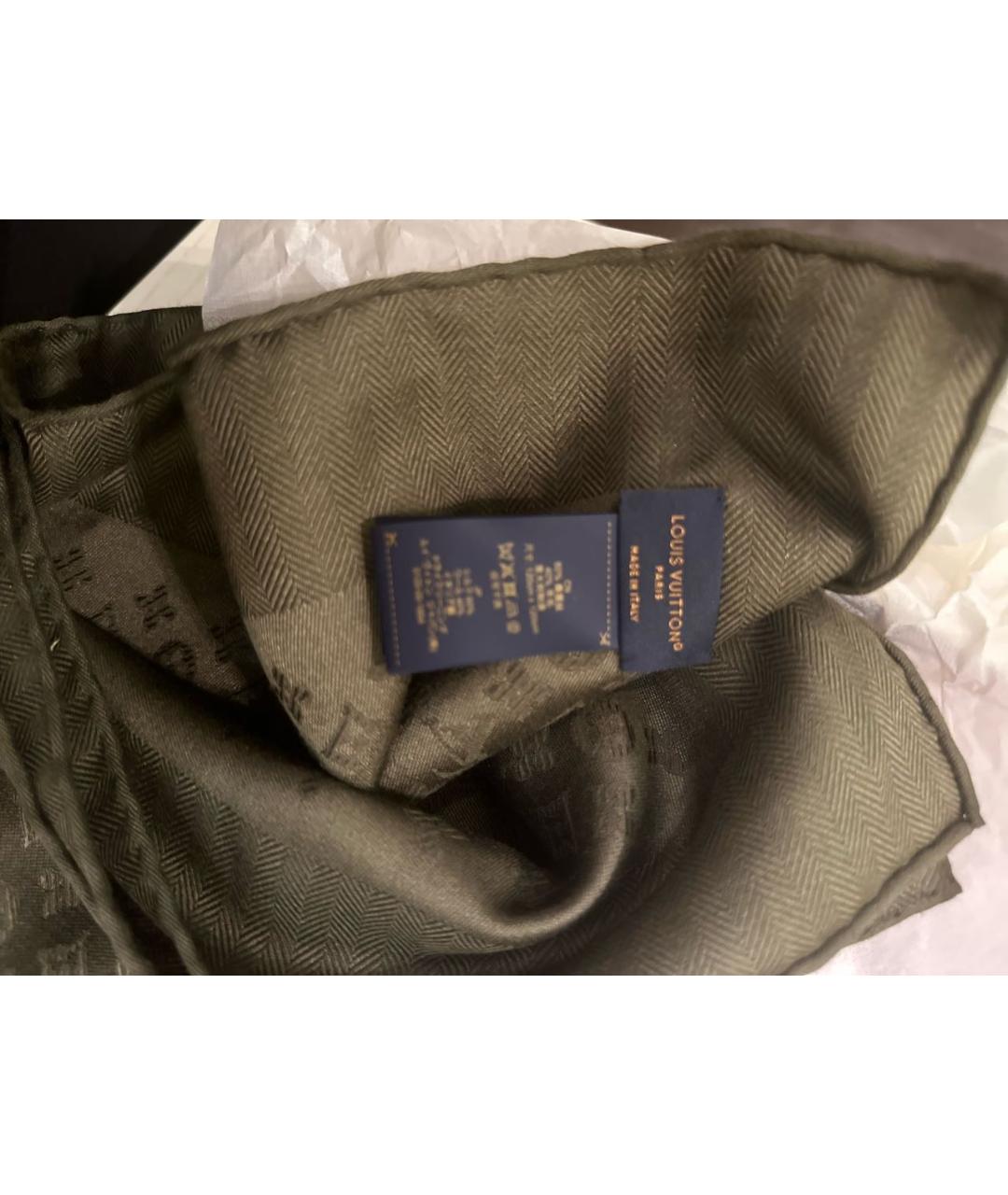 LOUIS VUITTON Хаки шарф, фото 3
