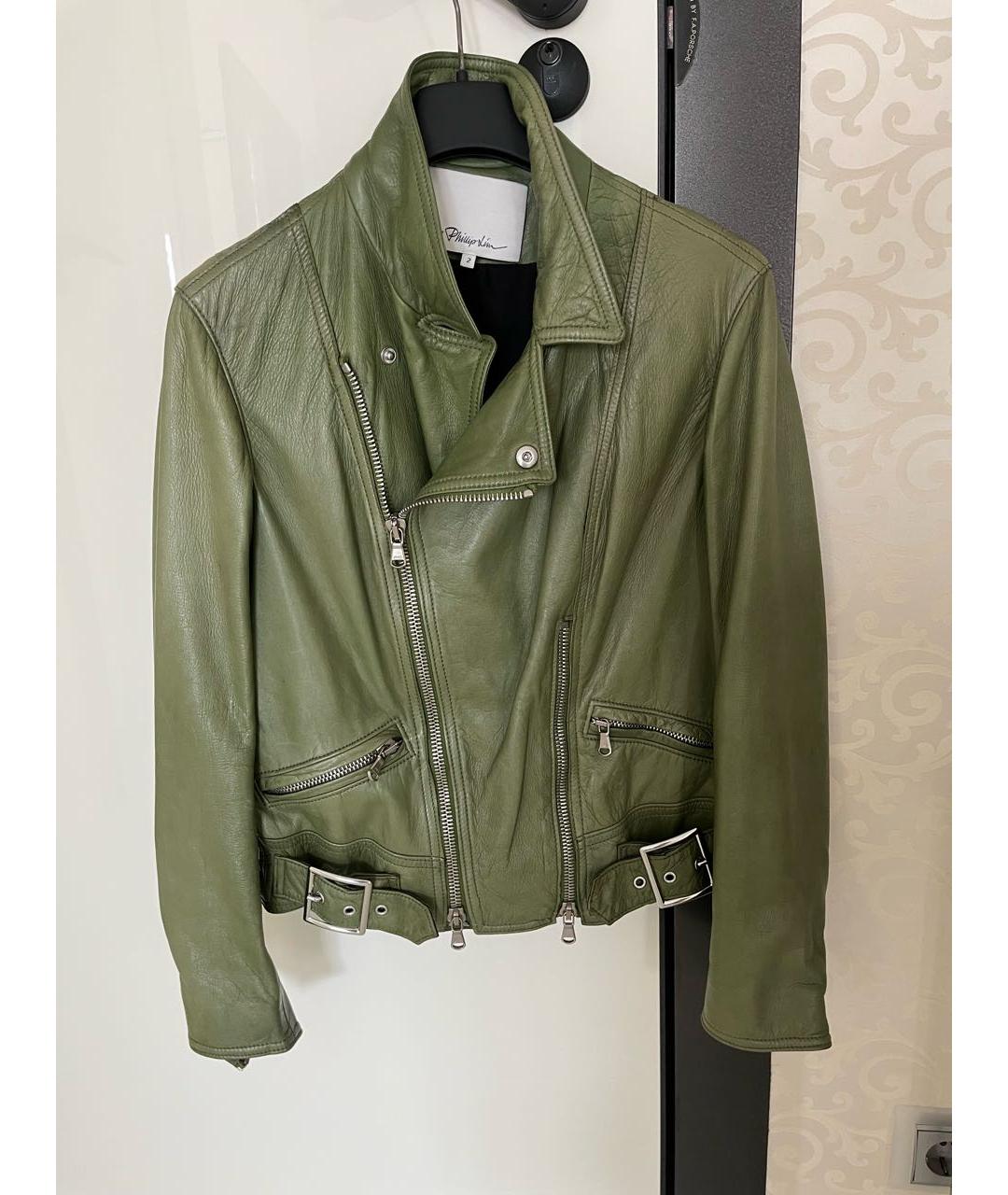 3.1 PHILLIP LIM Зеленая кожаная куртка, фото 5