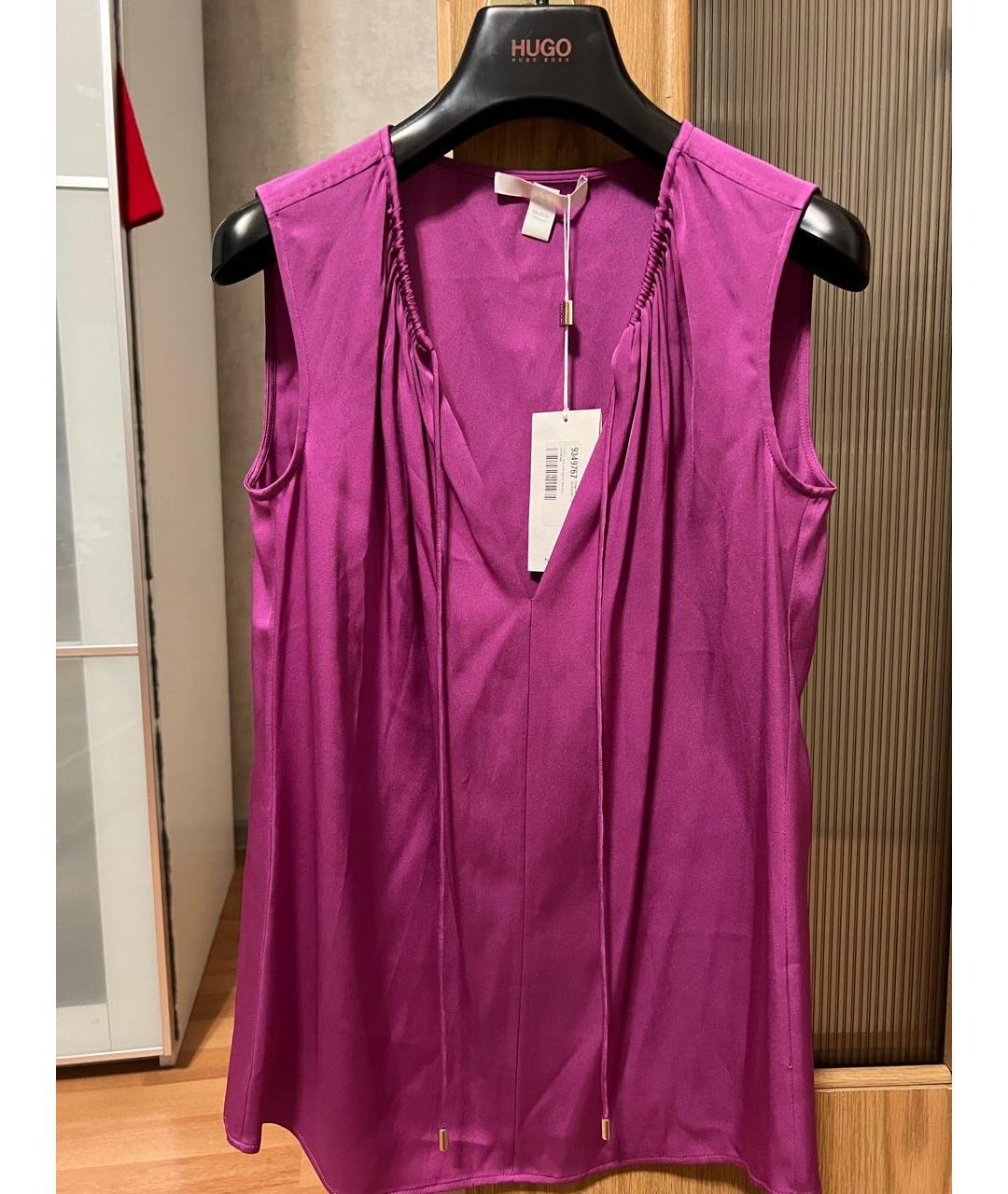 HUGO BOSS Фуксия шелковая блузы, фото 5