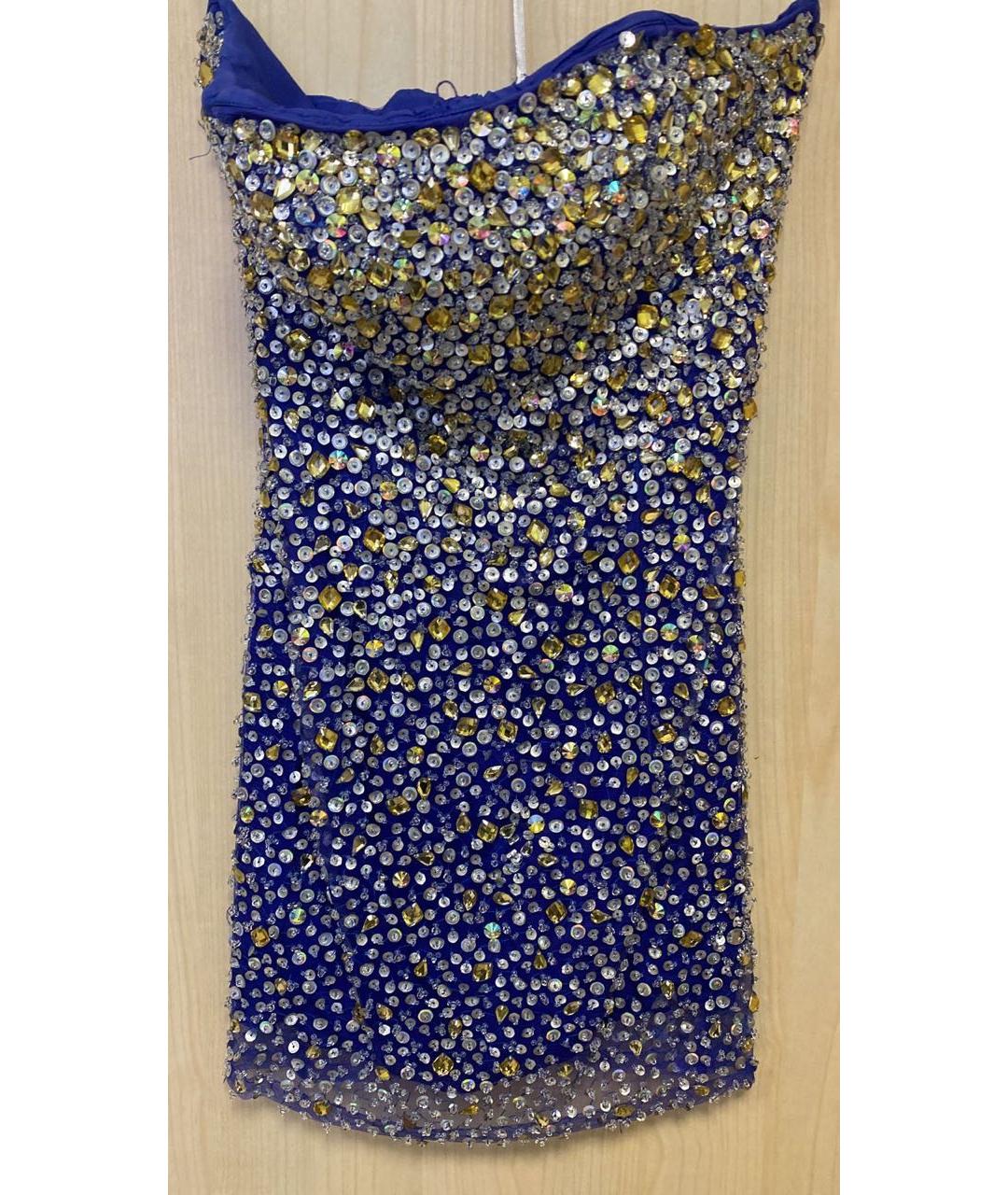 SHERRI HILL Синее полиэстеровое коктейльное платье, фото 3