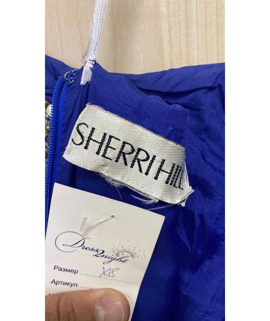 SHERRI HILL Синее полиэстеровое коктейльное платье, фото 4