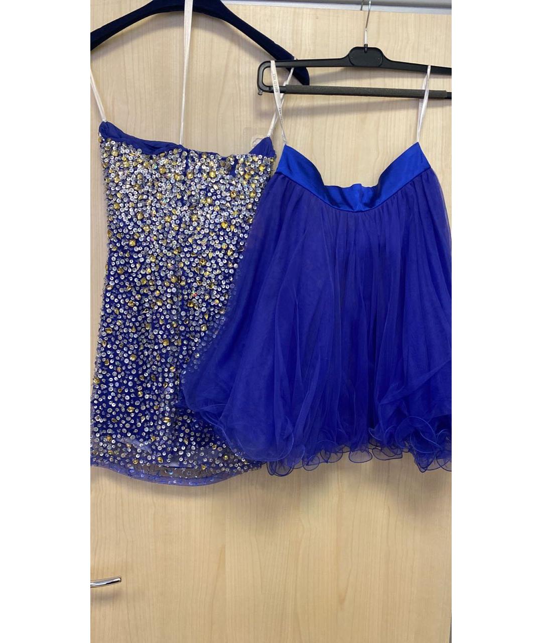 SHERRI HILL Синее полиэстеровое коктейльное платье, фото 2