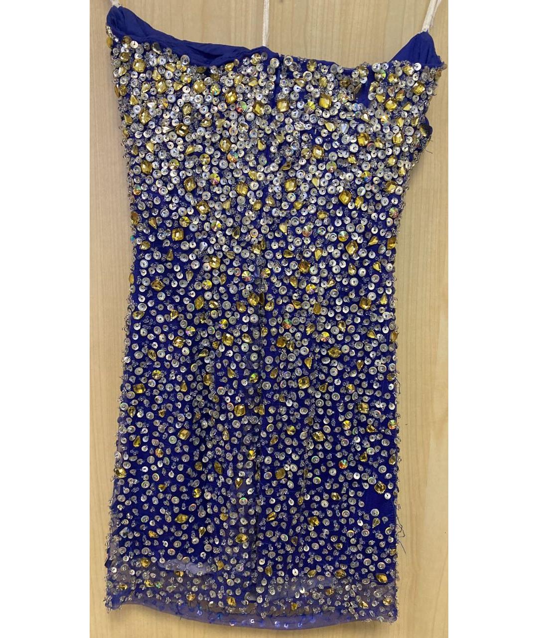 SHERRI HILL Синее полиэстеровое коктейльное платье, фото 5