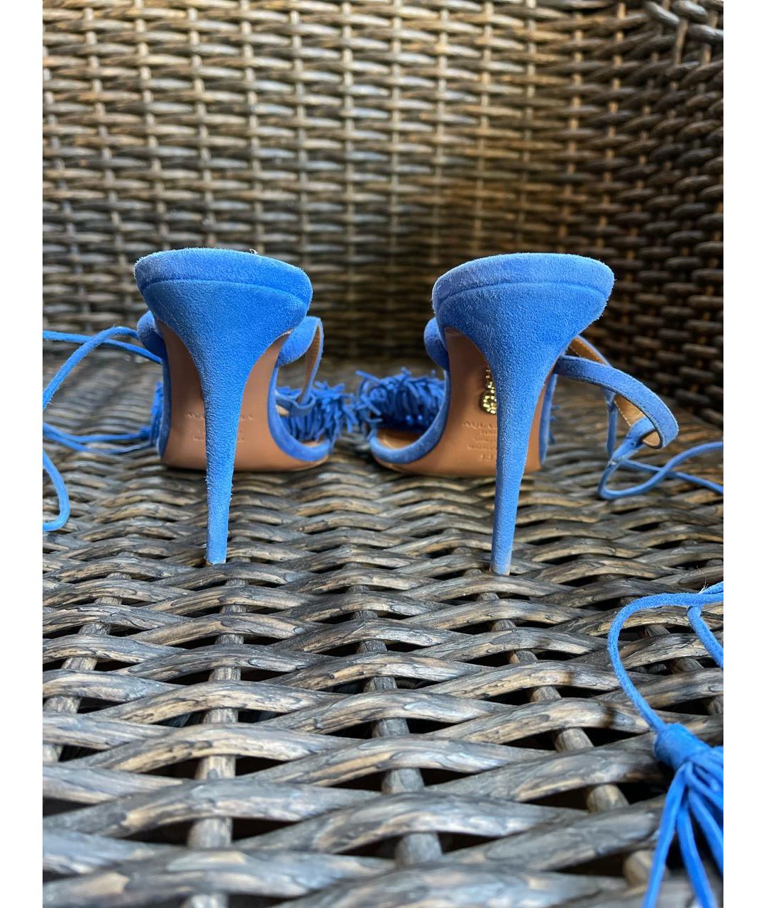 AQUAZZURA Синие замшевые босоножки, фото 4