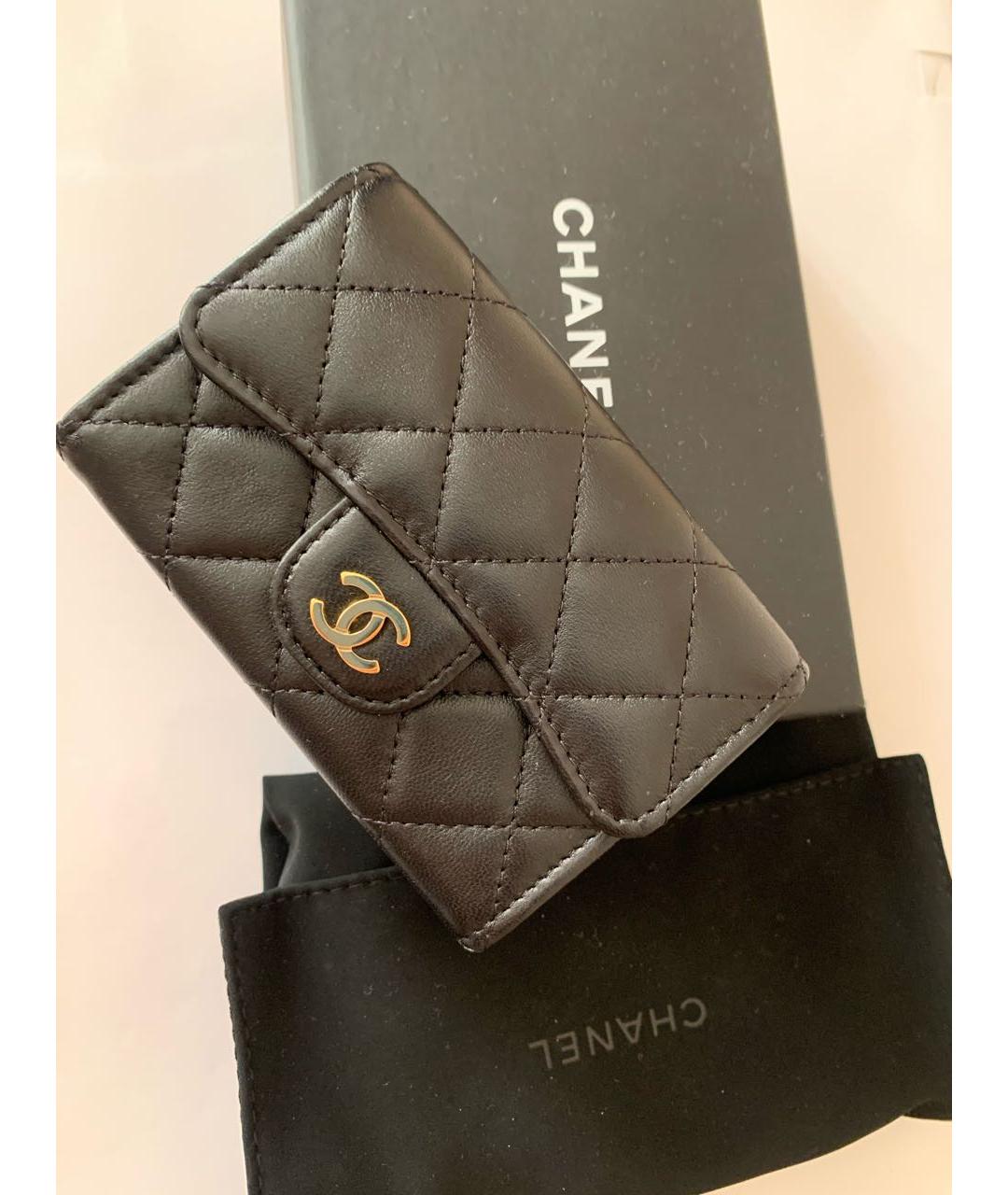CHANEL Черная кожаная визитница, фото 8