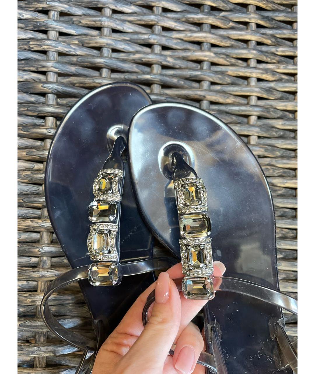 CASADEI Антрацитовые резиновые сандалии, фото 3