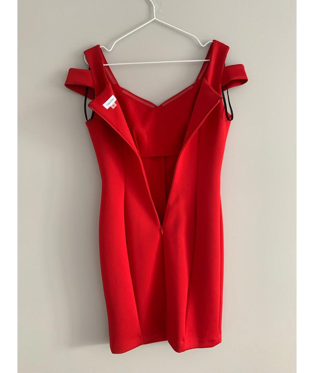 CALVIN KLEIN Красное полиэстеровое коктейльное платье, фото 3