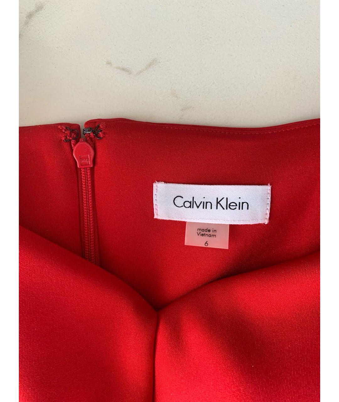 CALVIN KLEIN Красное полиэстеровое коктейльное платье, фото 5