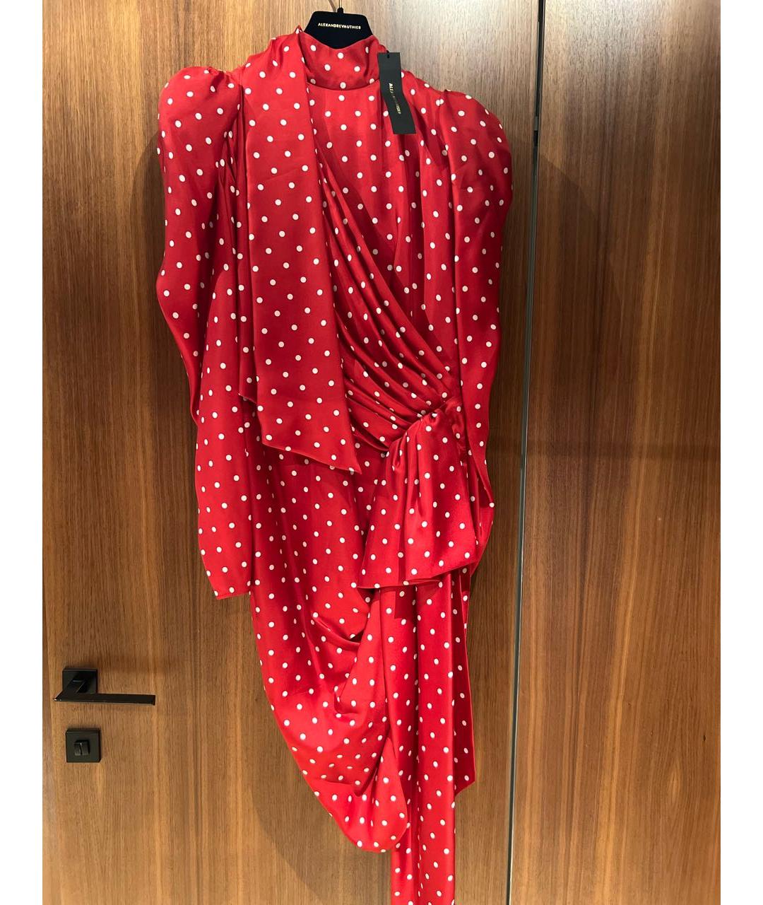 ALEXANDRE VAUTHIER Красное шелковое коктейльное платье, фото 5