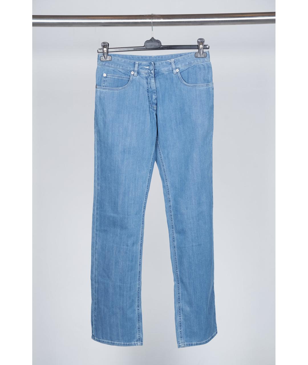 MAISON MARGIELA Голубые хлопковые прямые джинсы, фото 3
