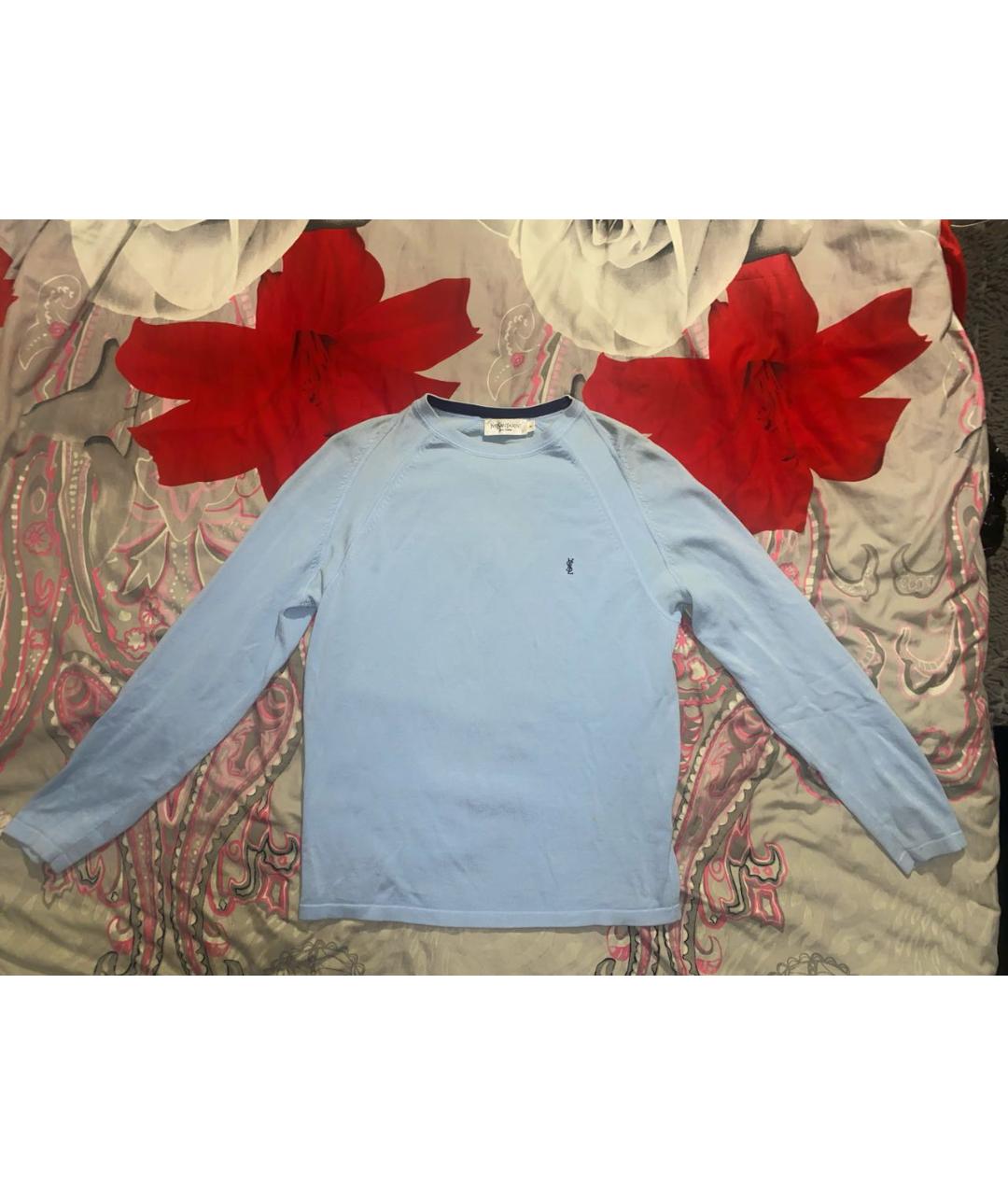 SAINT LAURENT Голубой хлопковый джемпер / свитер, фото 3