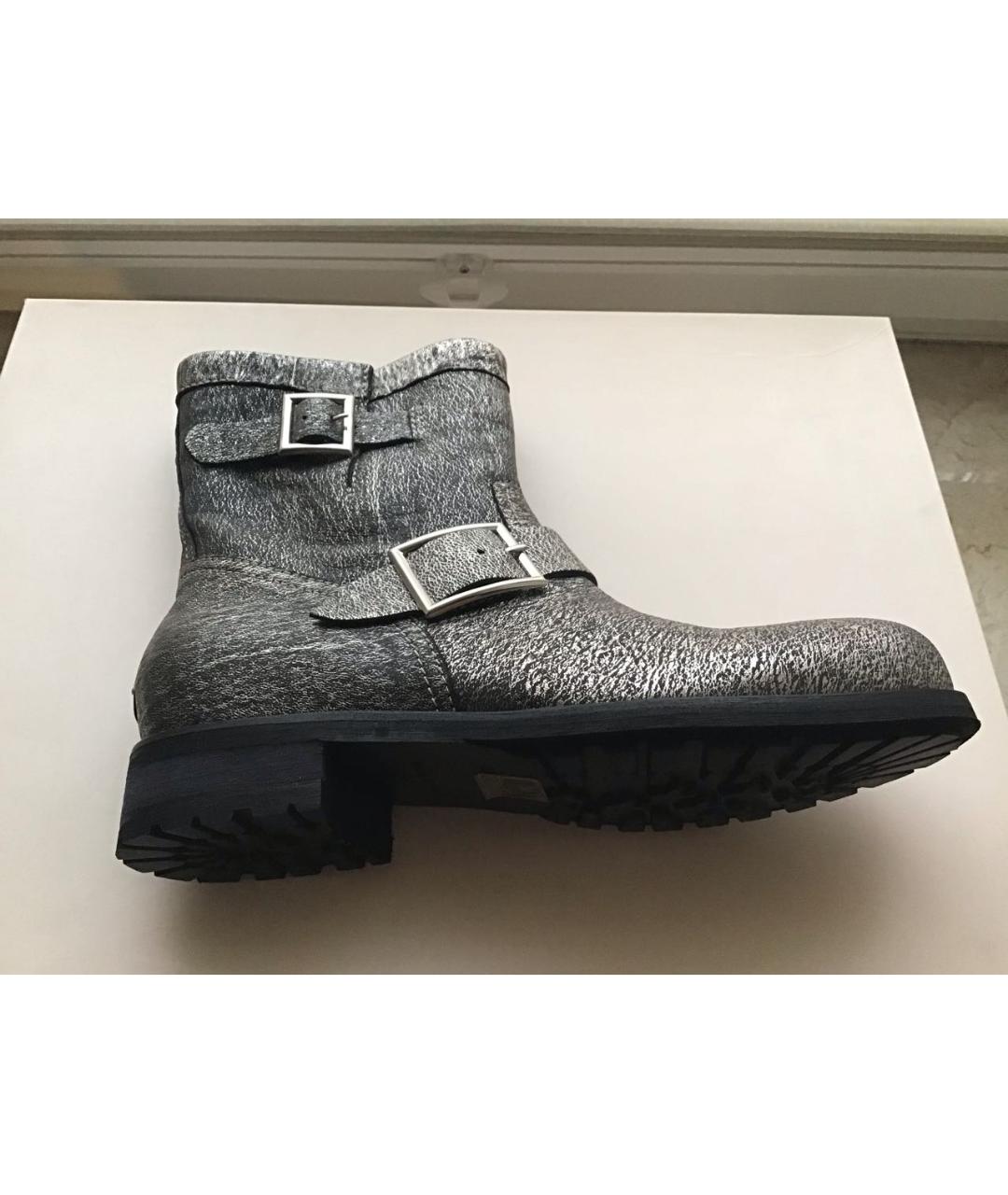 JIMMY CHOO Серебряные кожаные полусапоги, фото 5