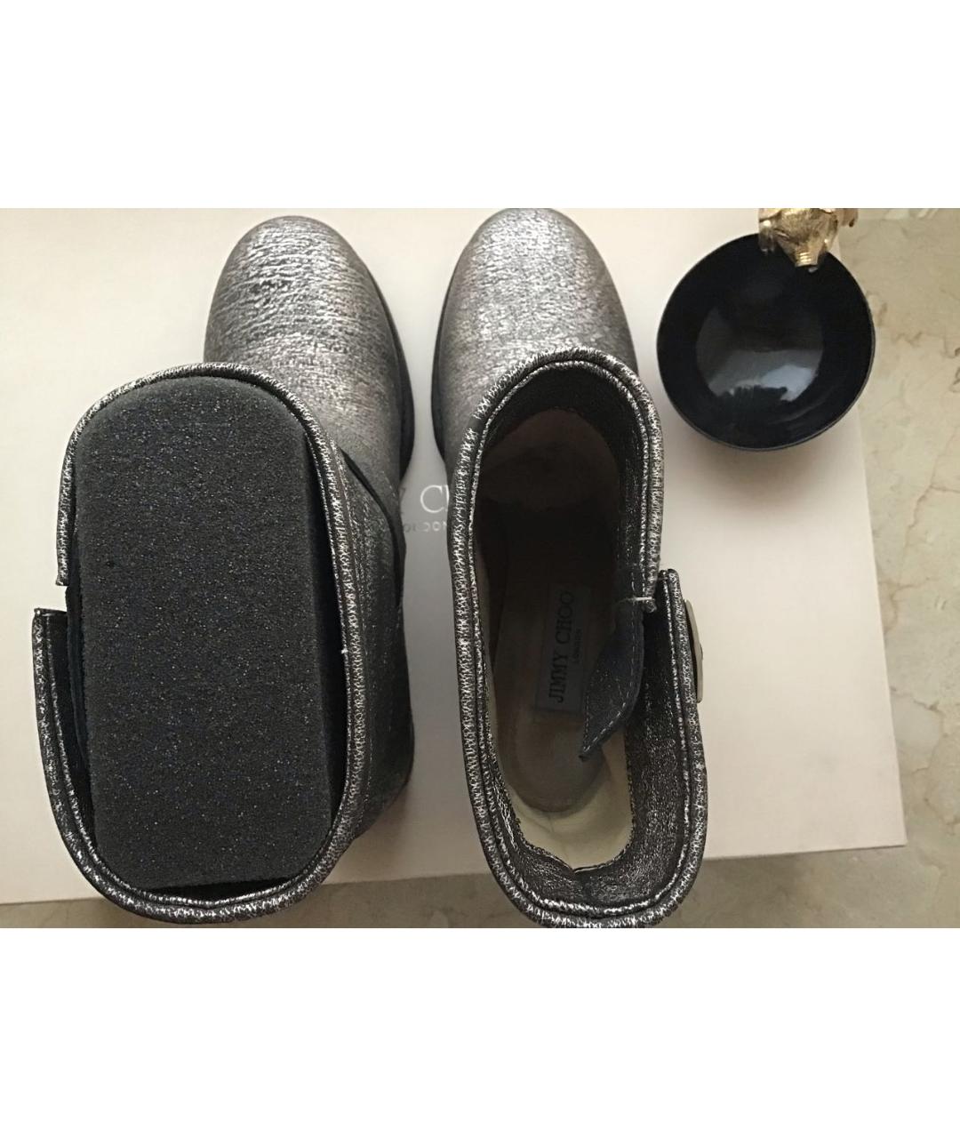 JIMMY CHOO Серебряные кожаные полусапоги, фото 3